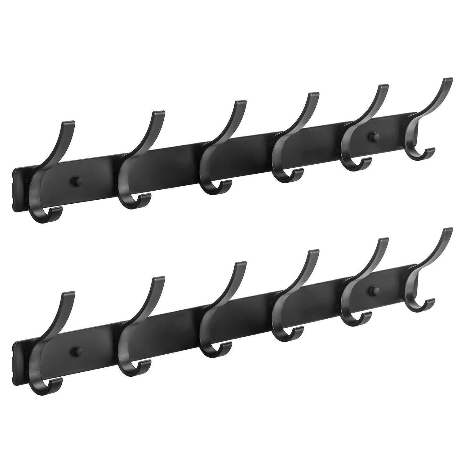 LuxusKollektion Wandgarderobe Garderobenhaken 2er-Set Schwarz 12 Haken (2 St)