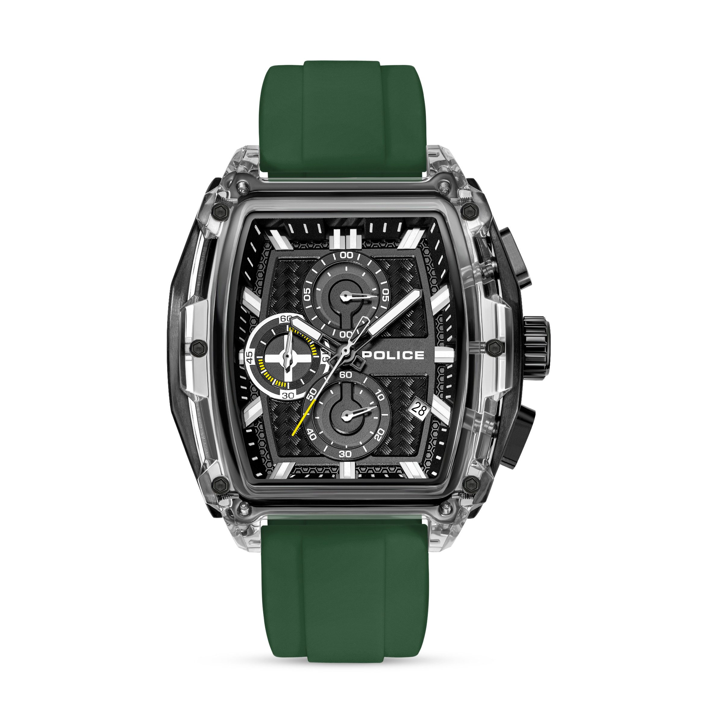 Police Chronograph Clout Tank PEWGO00778X3, (Set, 4-tlg., mit Wechselbändern), Quarzuhr, Armbanduhr, Herrenuhr, Silikonarmband