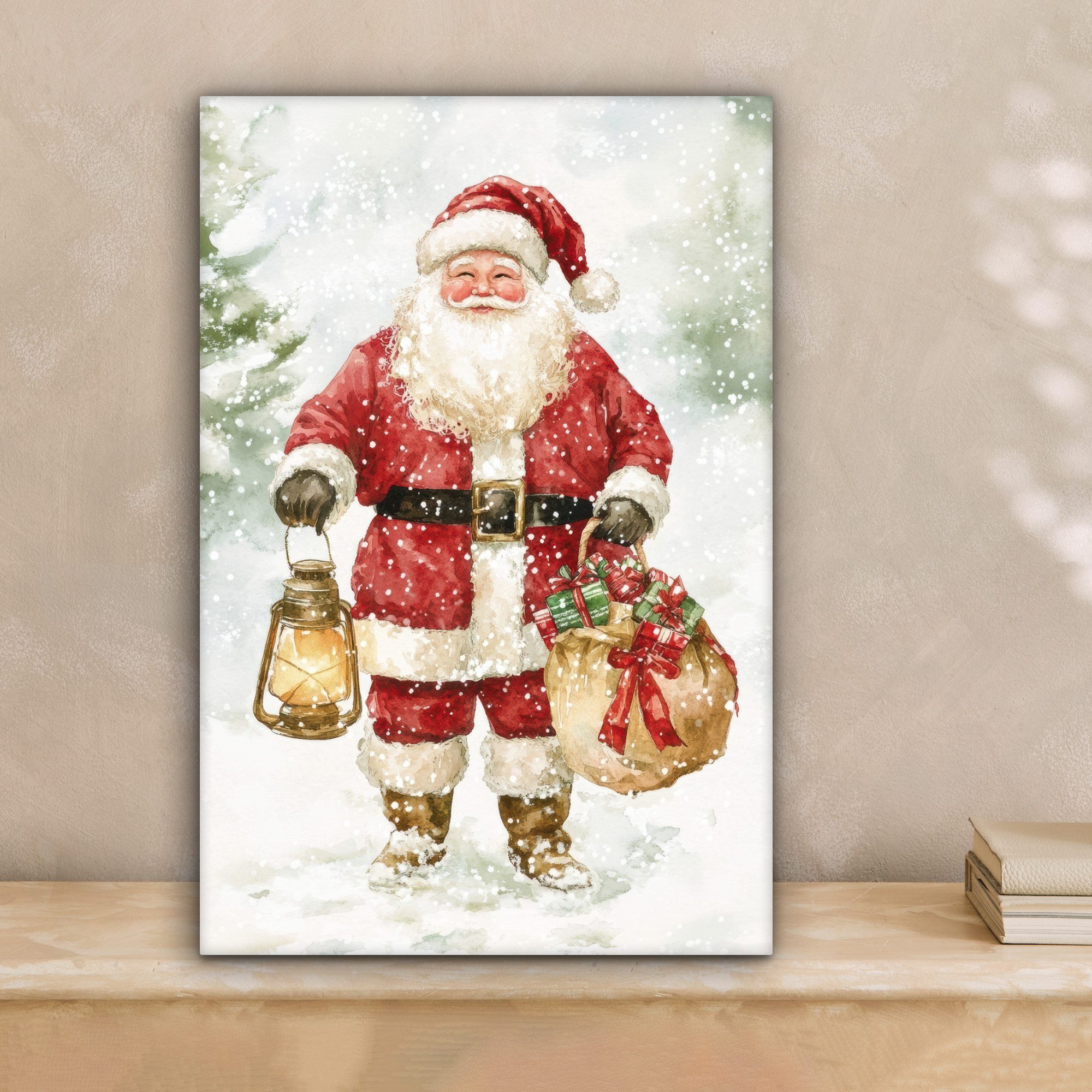 OneMillionCanvasses® Leinwandbild Weihnachtsmann - Winter - Schnee - Weiß - günstig online kaufen