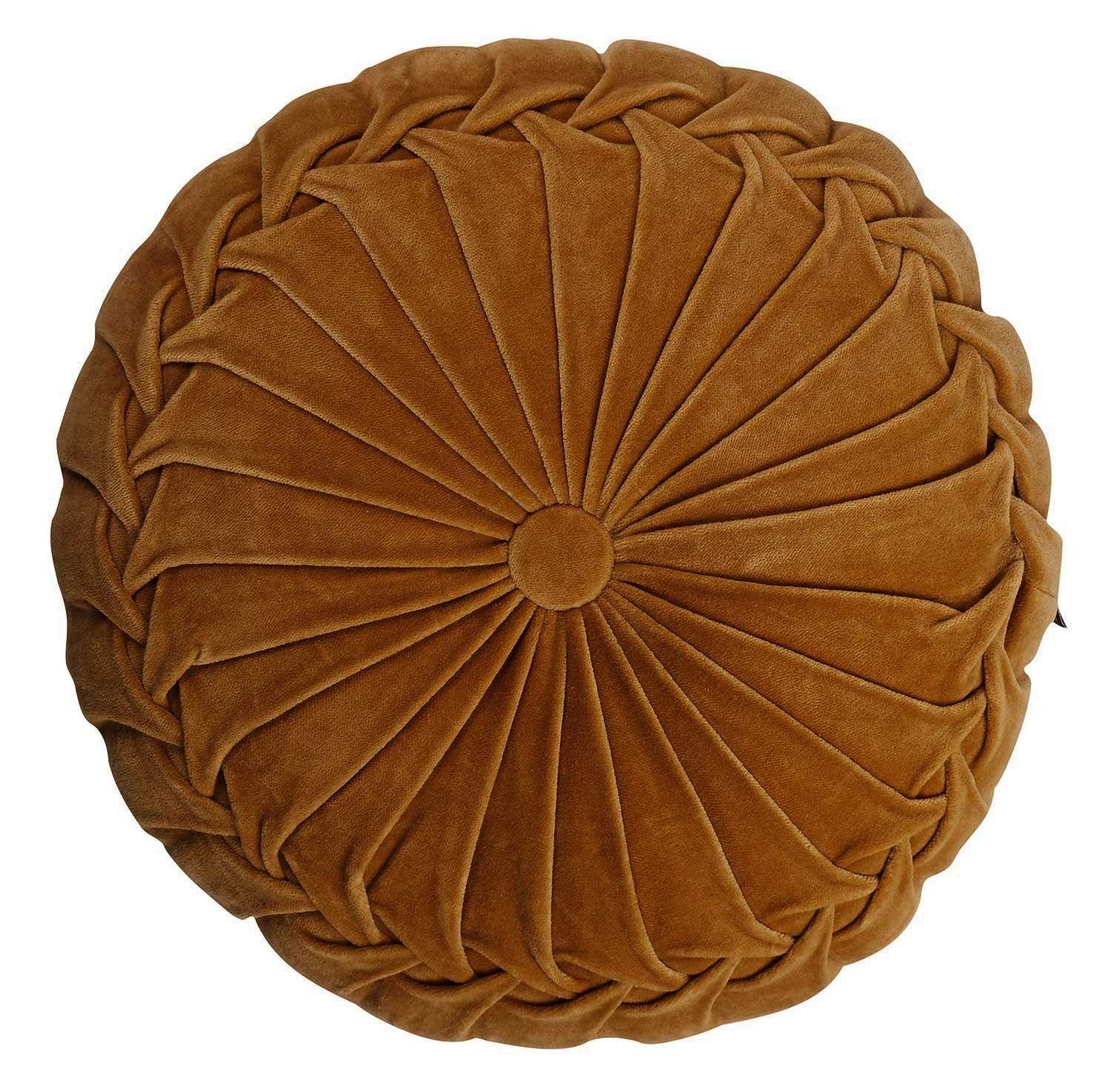 Dekokissen KANAN VELVET, Braun, Unifarben, Baumwolle, Ø 40 cm