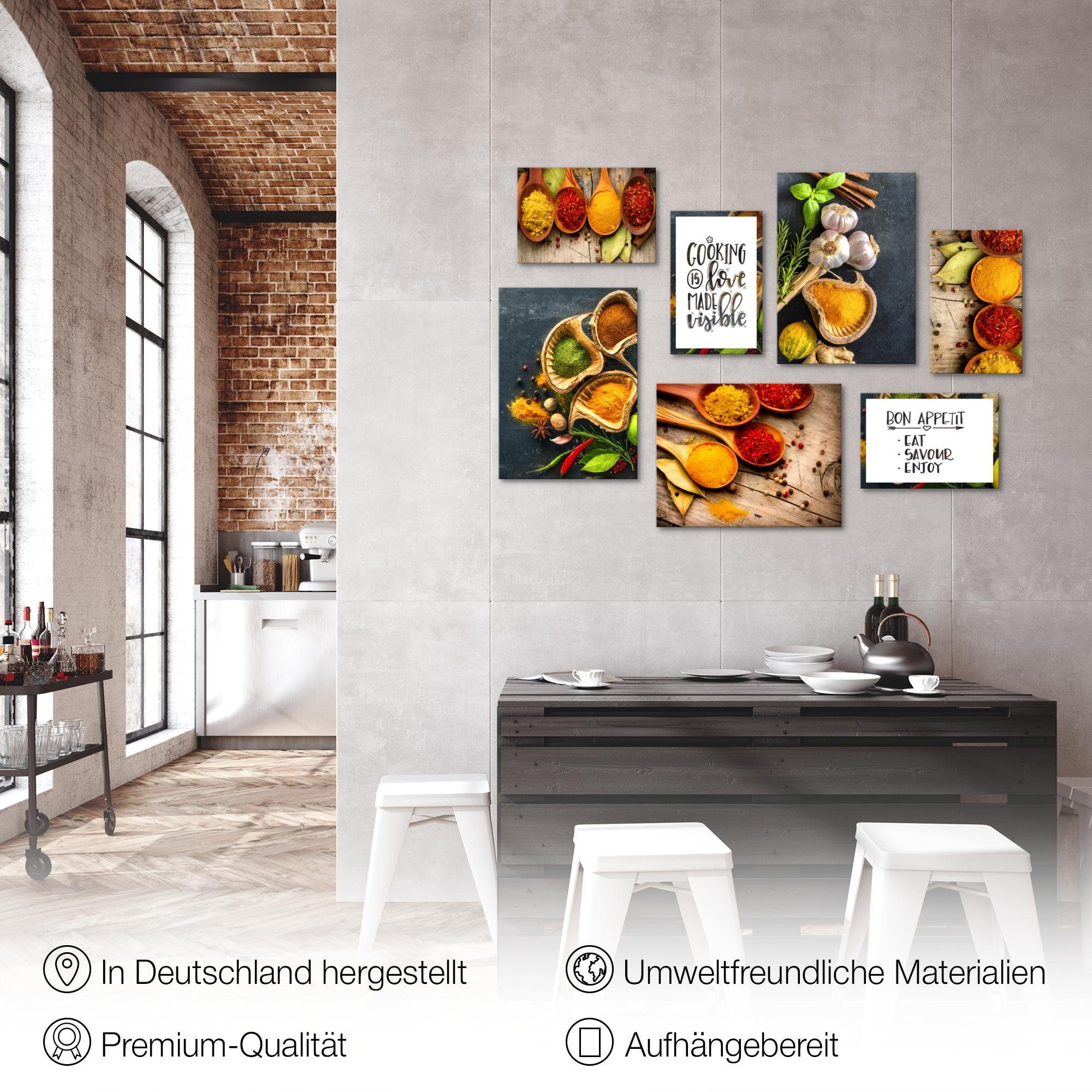 Novart Wandbild Wandbilder Küche Kaffee - AUFHÄNGFERTIG - Küchenbilder Obst 100x70 cm, Gewürze