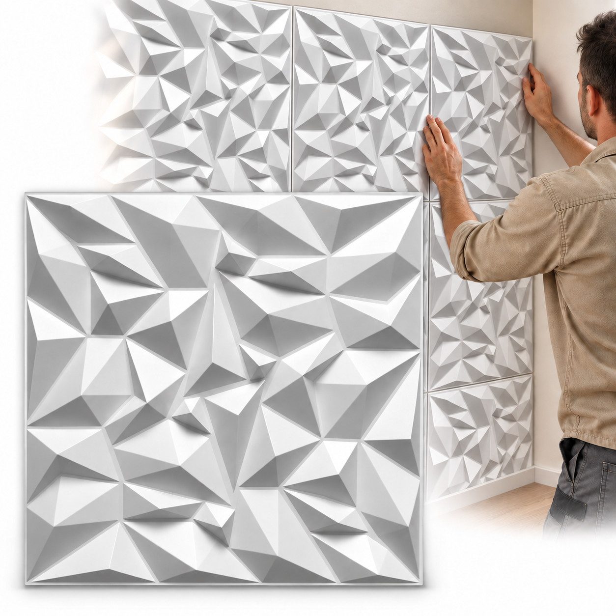 IKHEMalarka 3D Wandpaneel 3D Paneele PVC Kunststoffpaneele, BxL: 50,00x50,00 cm, 0,25 qm, (1 Stück, 3D Wandpaneele Deckenpaneele) hochwertige & harte PVC 3D Platten Wand & Decke