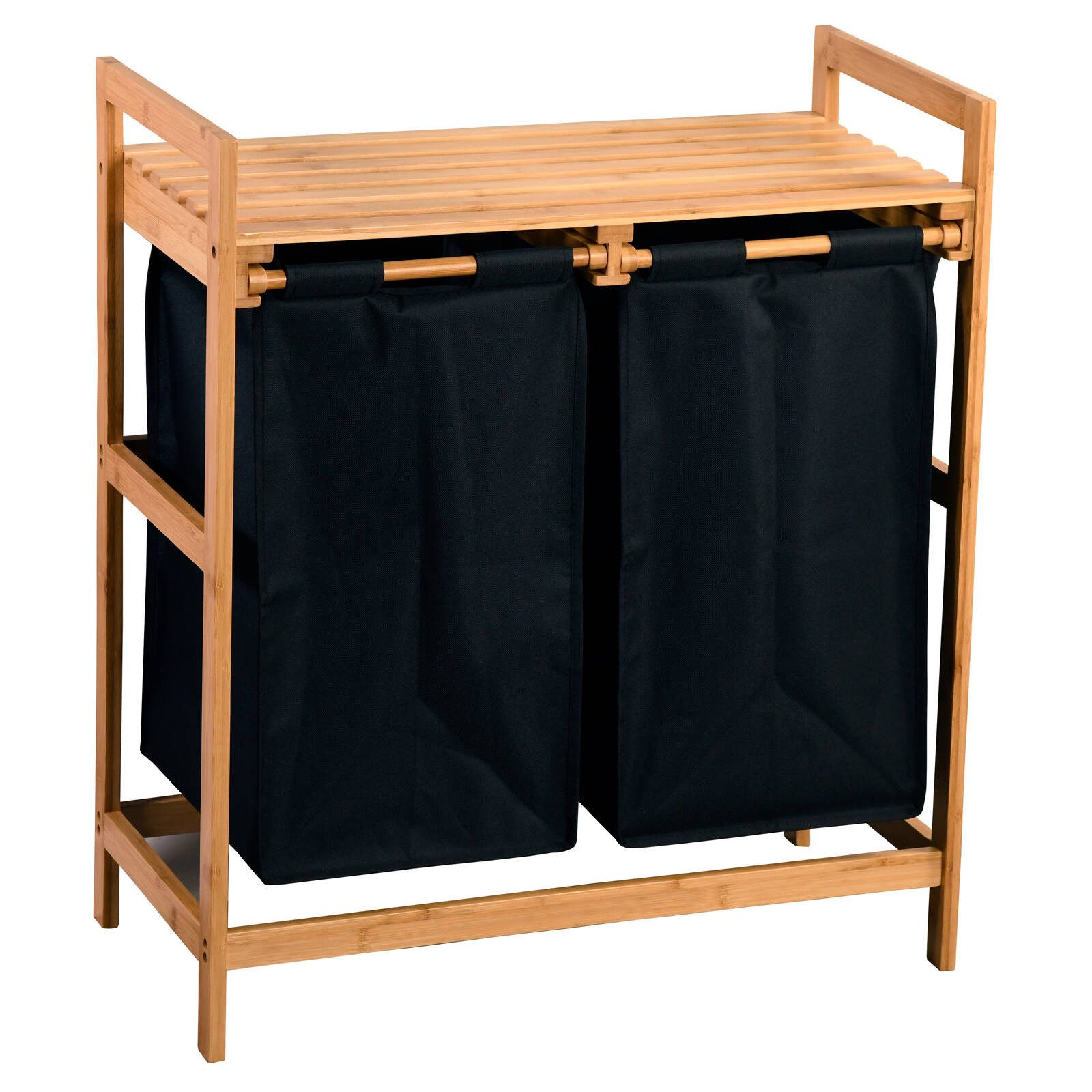 Kesper Wäschekorb Wäschekorb aus Bambus, zweigeteilt, 64 x 73 cm