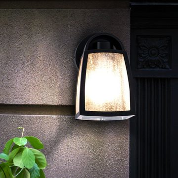 etc-shop Außen-Wandleuchte, Leuchtmittel inklusive, Warmweiß, Außen Wand Lampe ALU Laterne Garten Fassaden Glas Leuchte schwarz im