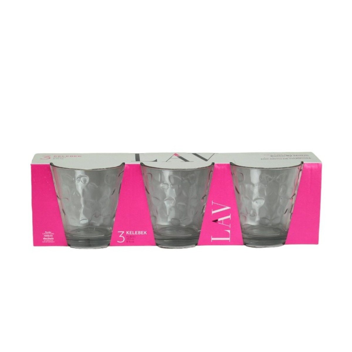 LAV Gläser-Set Kelebek Trinkgläser - 3er Set mit Schmetterlingsmuster, 255 ml, 3-tlg., Glas, 3-teilig, 255 ml