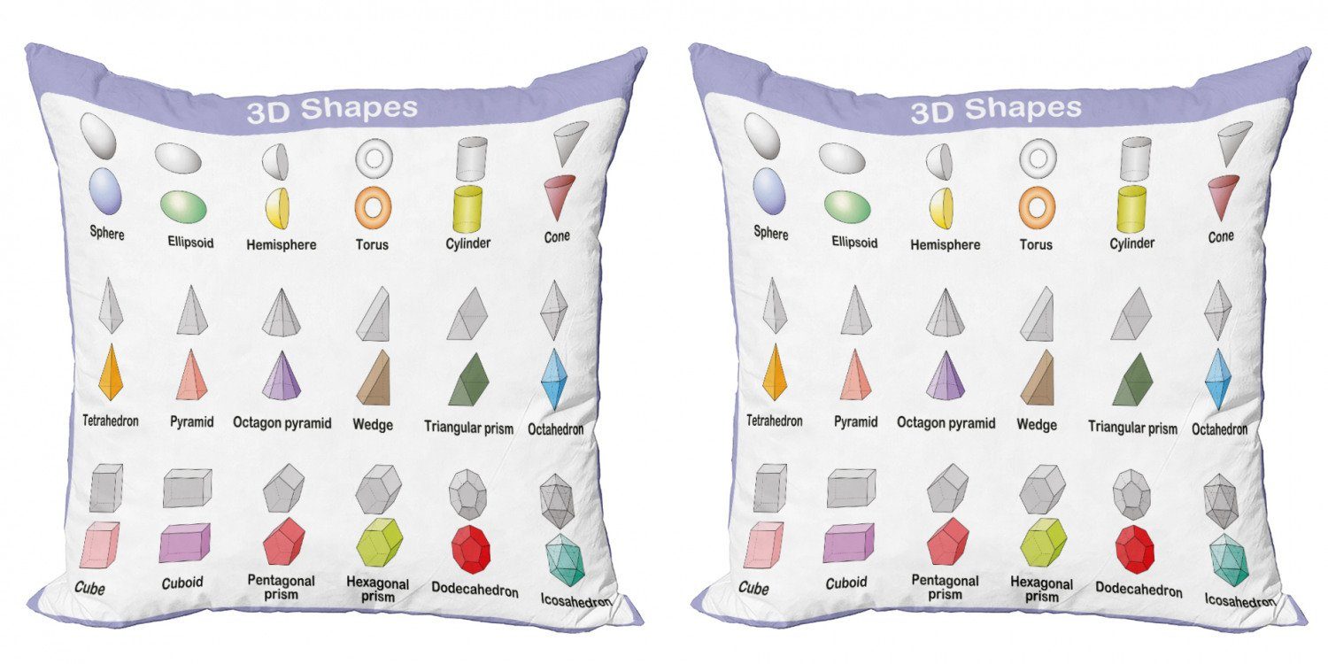 Kissenbezüge Modern Accent Doppelseitiger Digitaldruck, Abakuhaus (2 Stück), Lehrreich 3D-Formen Schule Theme