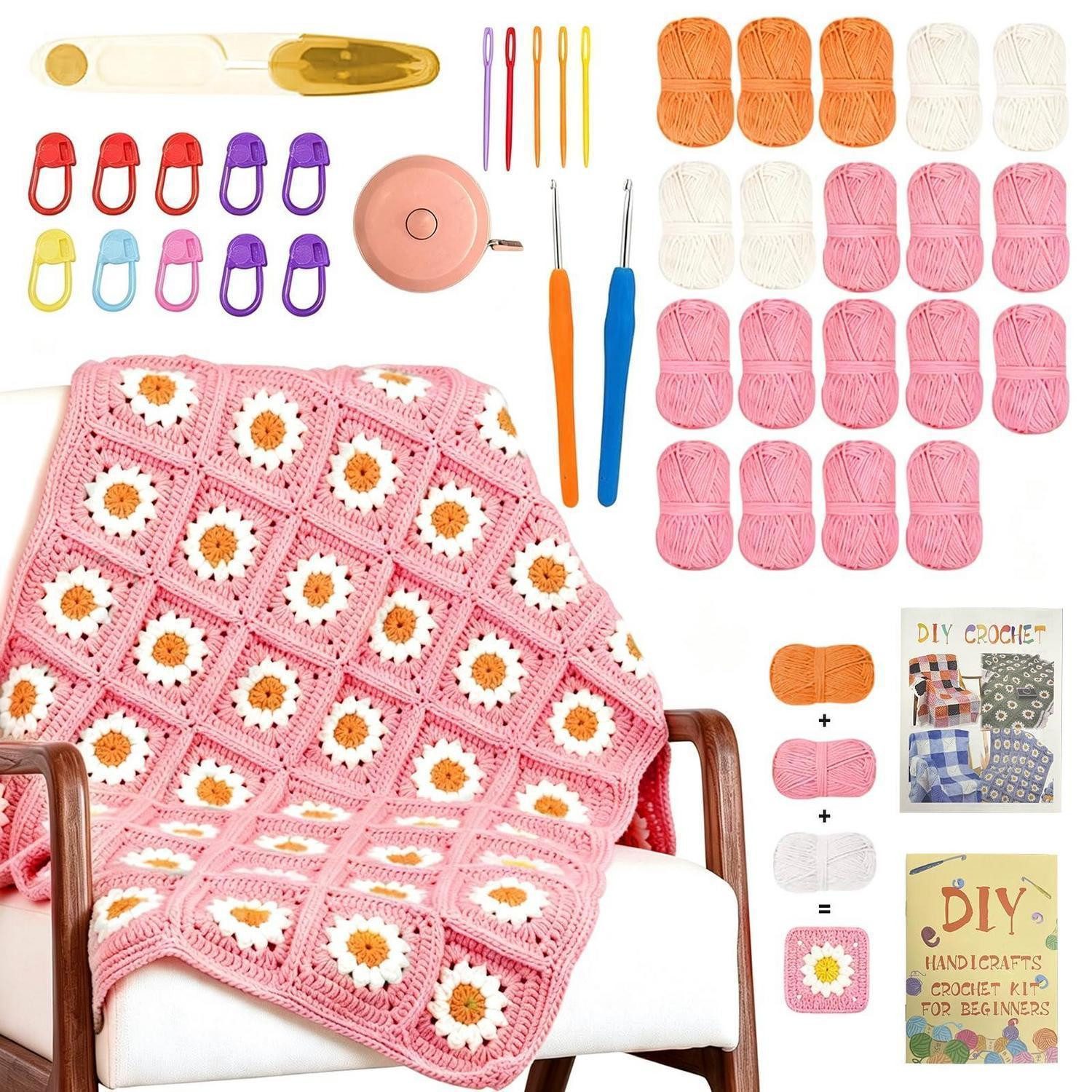 LuxusKollektion Häkelnadeln Häkelset Decke Anfänger Rosa, 1 St.
