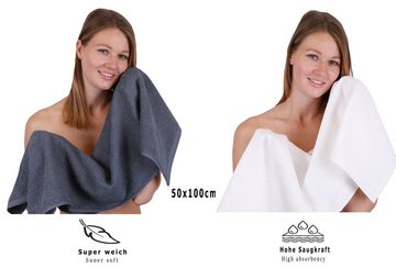 Betz Handtuch Set 12 TLG. Handtuch Set BERLIN Farbe dunkelgrau - weiß, 100% Baumwolle (12 Teile, 12-St)