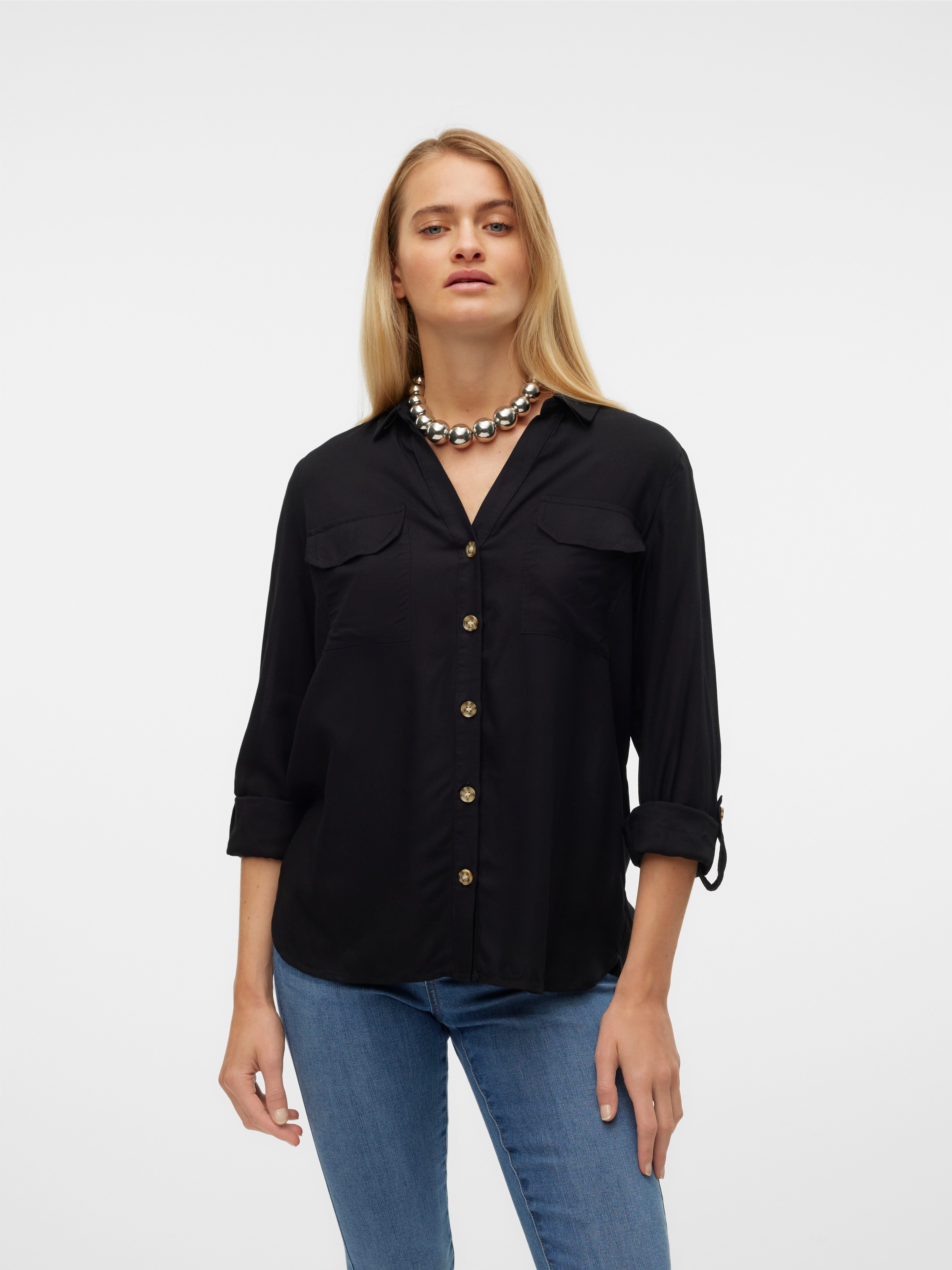 Vero Moda Hemdbluse VMBUMPY L/S SHIRT NEW WVN GA NOOS Viskose, regular fit