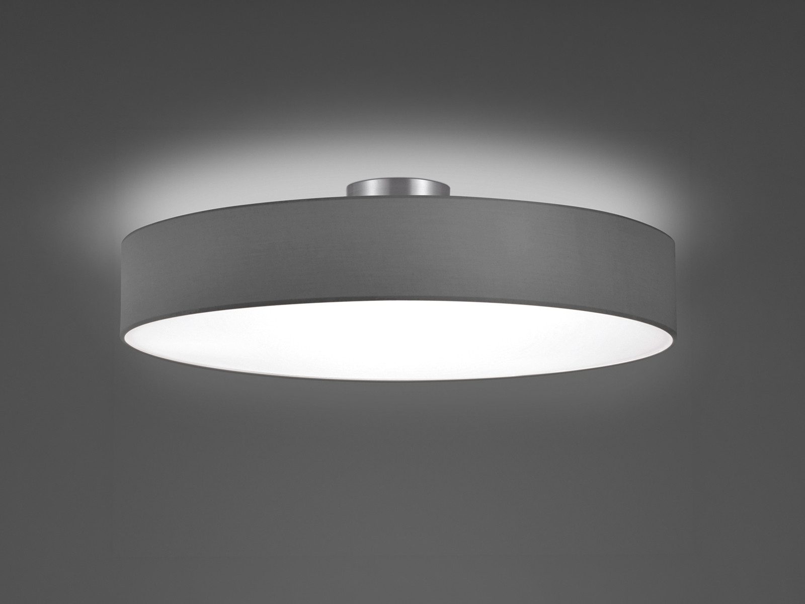 TRIO Leuchten LED Deckenleuchte mit Stoffschirm & Blendschutz Ø 65cm, LED wechselbar, Warmweiß, große Designklassiker Deckenlampe Stoff Lampenschirm mit Leuchtmitteln