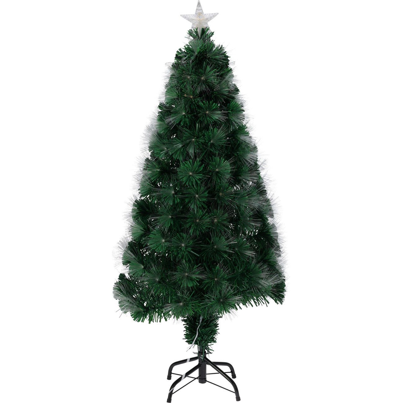 H&S Collection Künstlicher Weihnachtsbaum Künstlicher Weihnachtsbaum LED 90 cm, 90 LEDs, Sternspitze, IP20, Tannenbaum mit 8 Funktionen, Kreuzfuß-Ständer, Naturfaseroptik
