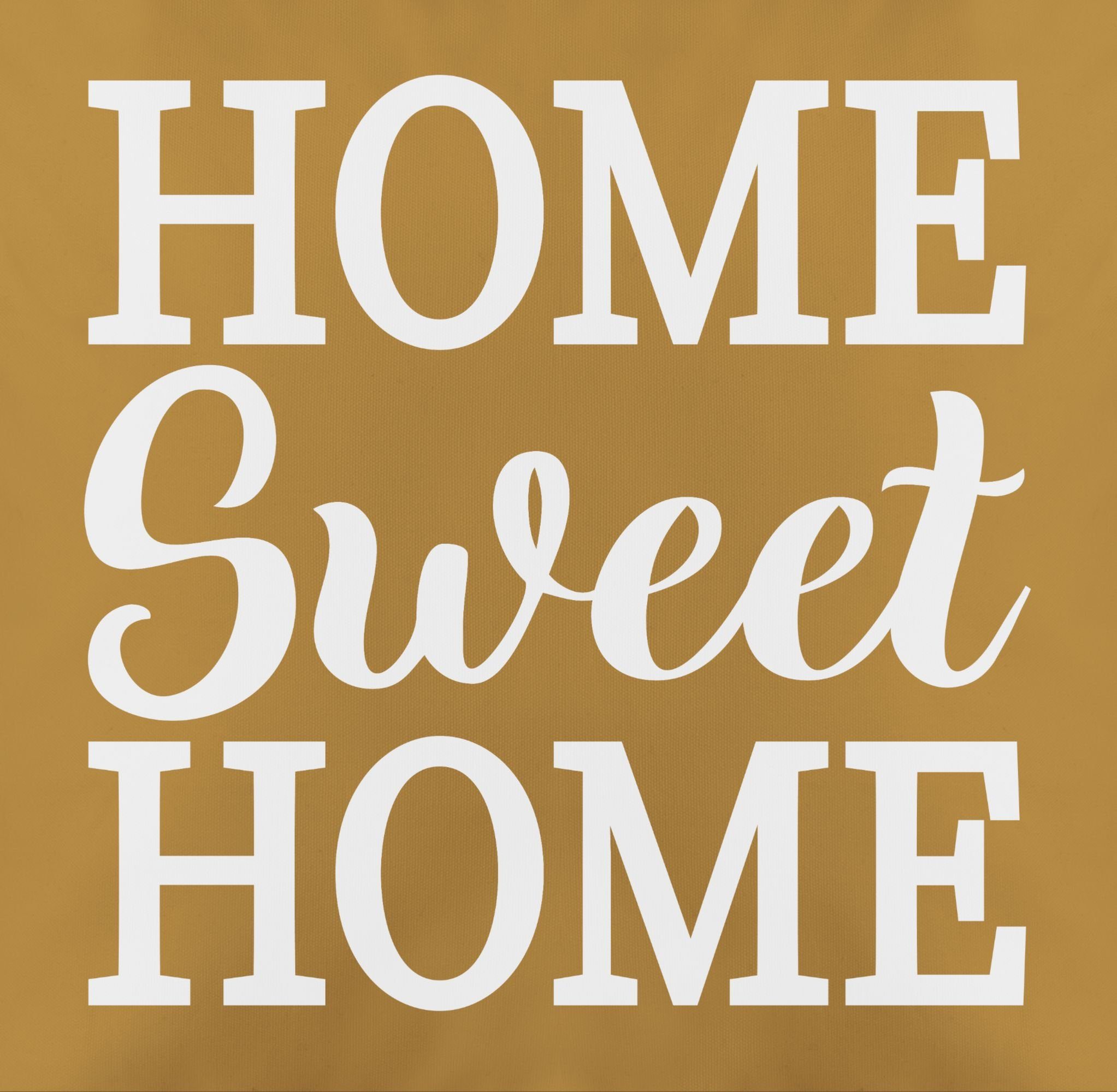 3 Home weiß, Gelb Statement Shirtracer Sweet Home- Dekokissen