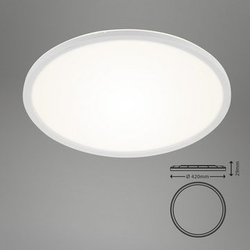 Briloner Leuchten LED Deckenleuchte 7157-416, ultraflach, indirektes Licht, LED fest verbaut, Neutralweiß, Deckenlampe, 42x2,9cm, Weiß, 22W, Wohnzimmer, Schlafzimmer, Küche