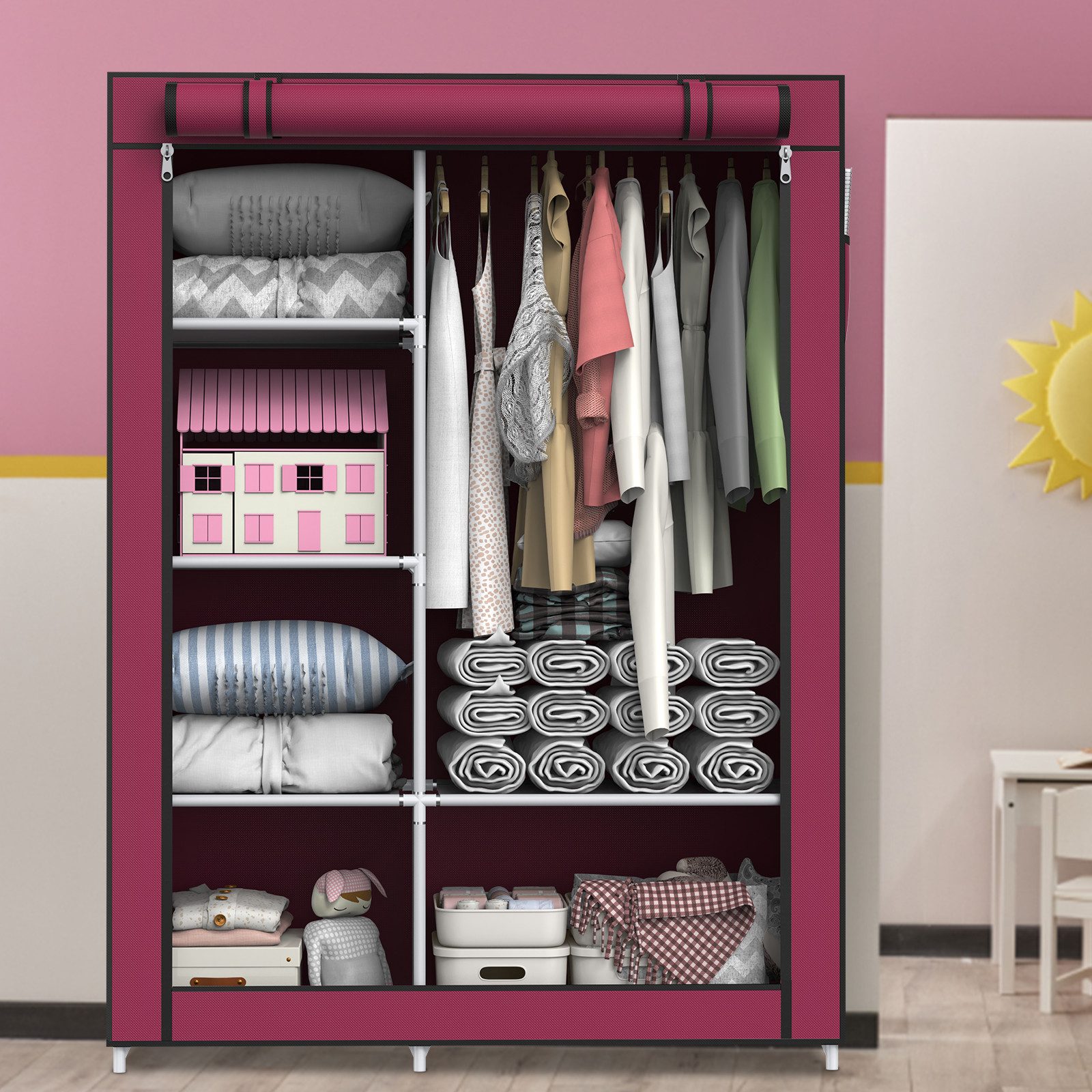 loefme Stoffschrank Kleiderschrank, mit Kleiderstange 105 günstig online kaufen