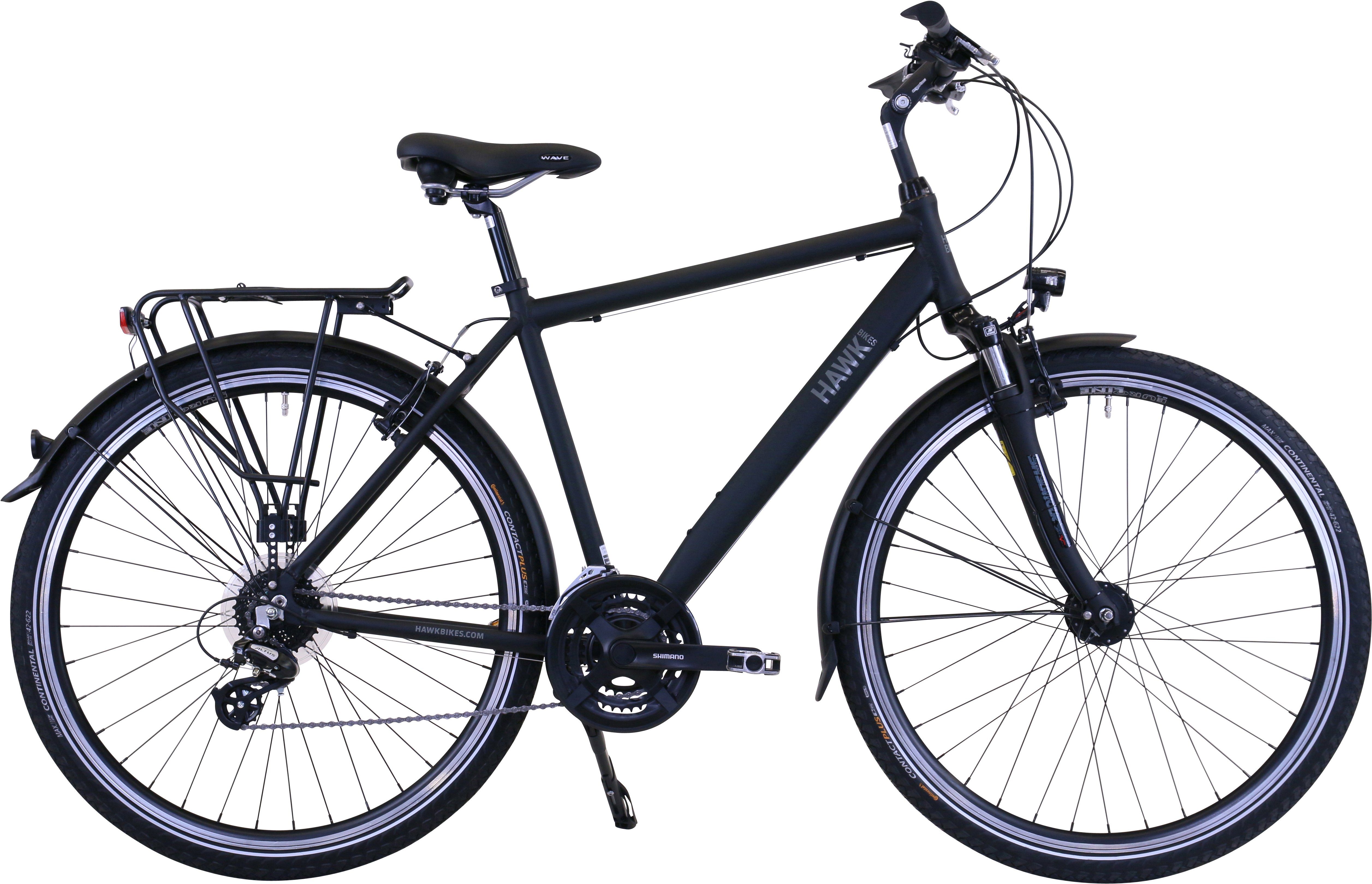 HAWK Bikes Trekkingrad HAWK Trekking Gent Premium Black, 24 Gang microSHIFT