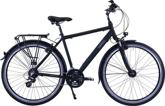 HAWK Bikes Trekkingrad »HAWK Trekking Gent Premium Black«, 24 Gang Shimano Altus Schaltwerk