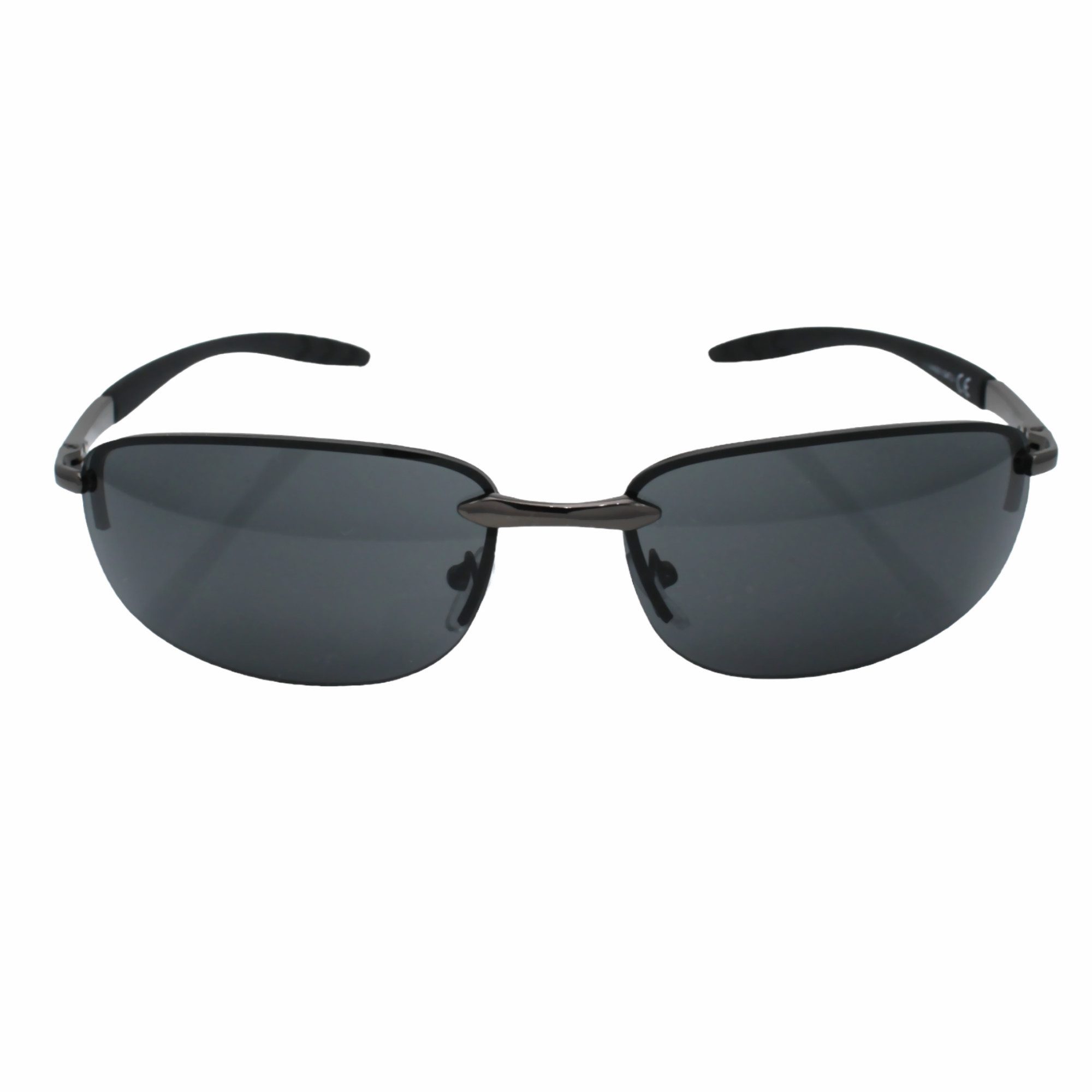 Rennec Sonnenbrille Herren Ovale Gläser Schmal Rahmenlos Wrap Around (1x Markenbrille aus Metall mit Brillenbeutel) Linsen Schwarz Getönt, Silber Verspiegelt, Federscharniere