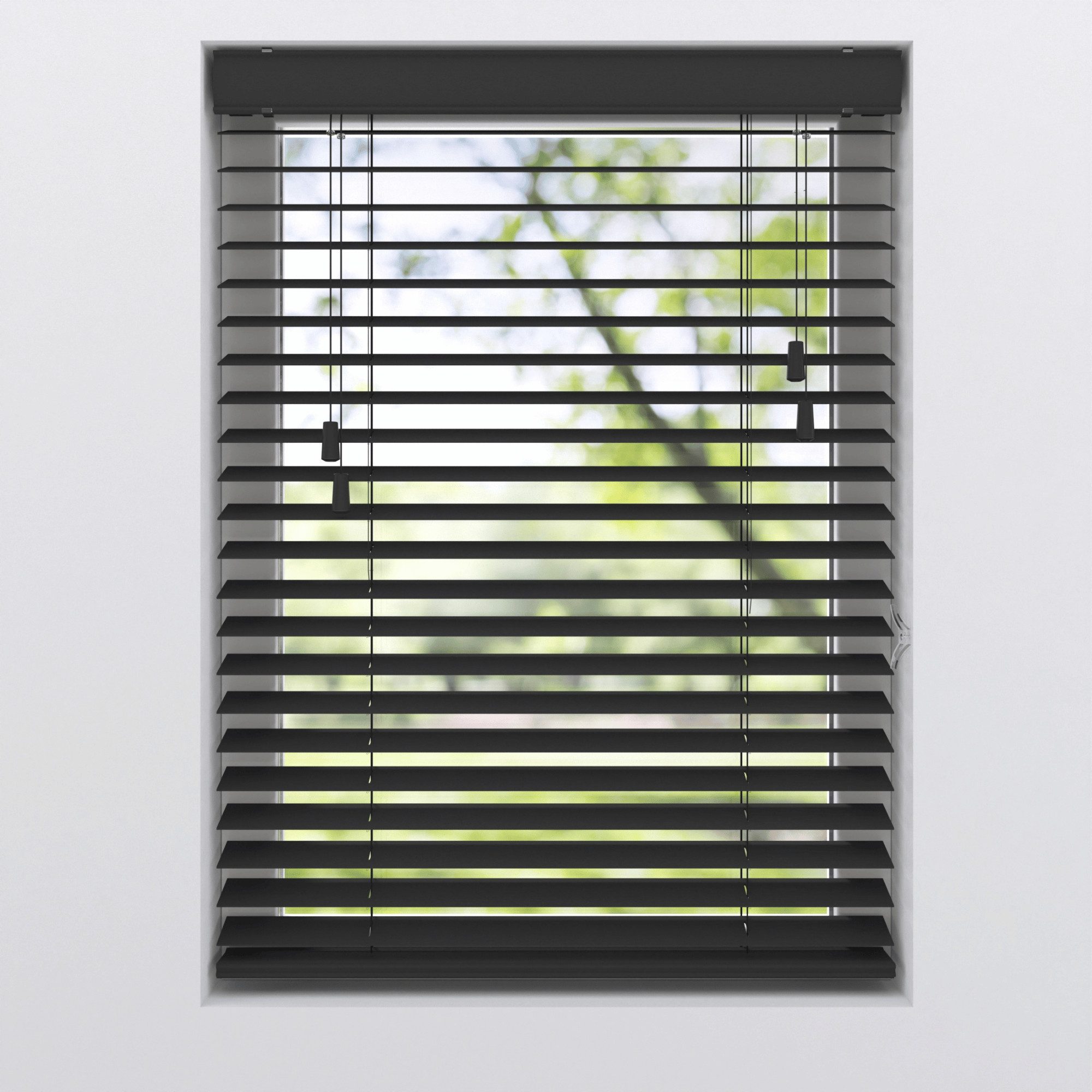 Plisseeonline Jalousie Holzjalousie, Wand,.Deckenmontage, Wand,-Deckenmontage, Bis 150 cm breite und 130 cm höhe Fenstermontage Klemmfix inkl., Mit Holzmaserung – Bild 4 von 4
