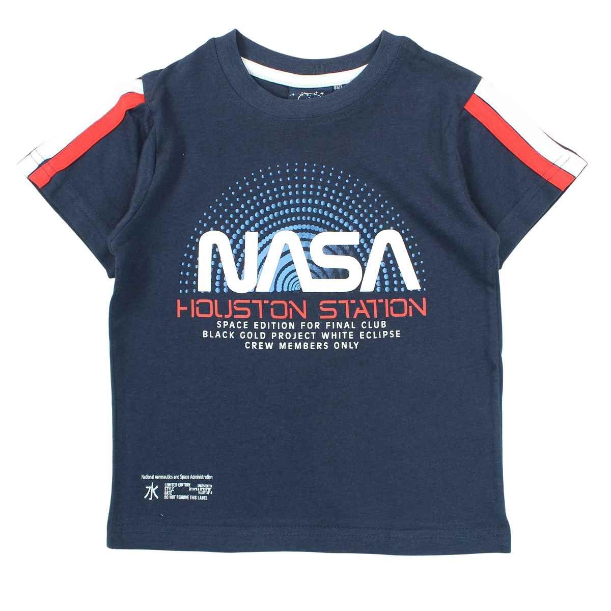 Space Gr. 164, Kinder NASA T-Shirt Print-Shirt Jungen NASA Baumwolle kurzarm 100% Blau Center bis 104