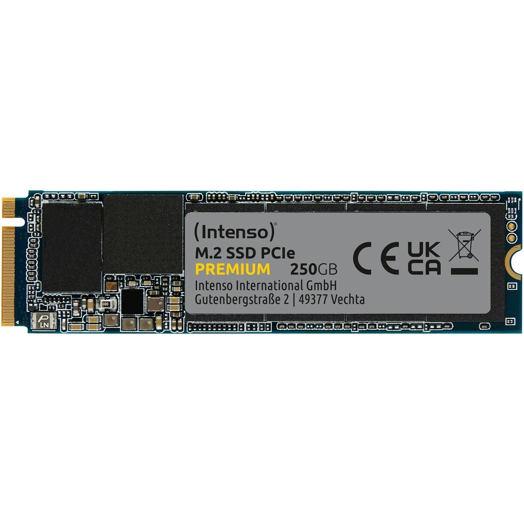 Intenso PCIe Premium 250GB NVMe SSD Gen3 M.2 interne SSD (250 GB) M.2" 2100 MB/S Lesegeschwindigkeit, 1100 MB/S Schreibgeschwindigkeit, PCIe Gen3x4, NVMe 1.3, SLC Cache, 3D NAND