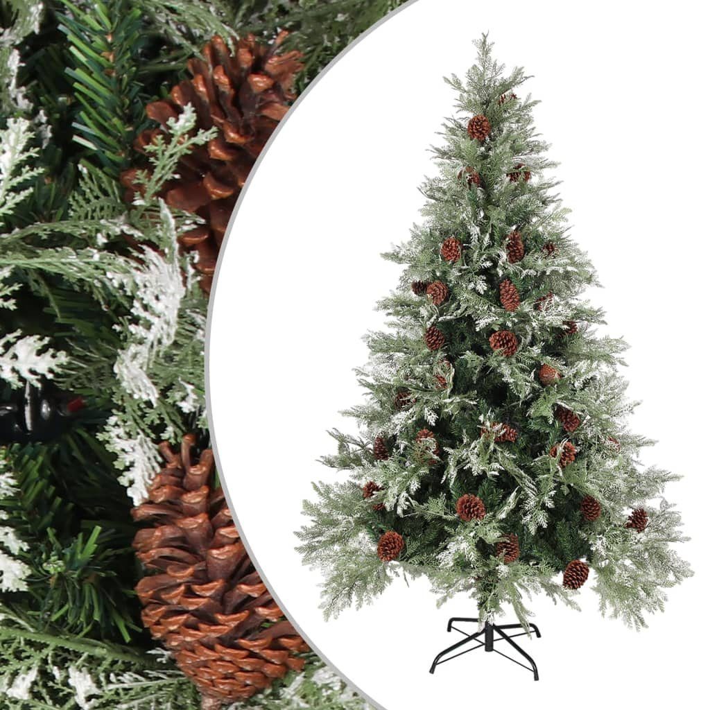 Künstlicher vidaXL Grün Weihnachtsbaum und 120 & cm PVC mit Weiß Zapfen Weihnachtsbaum PE