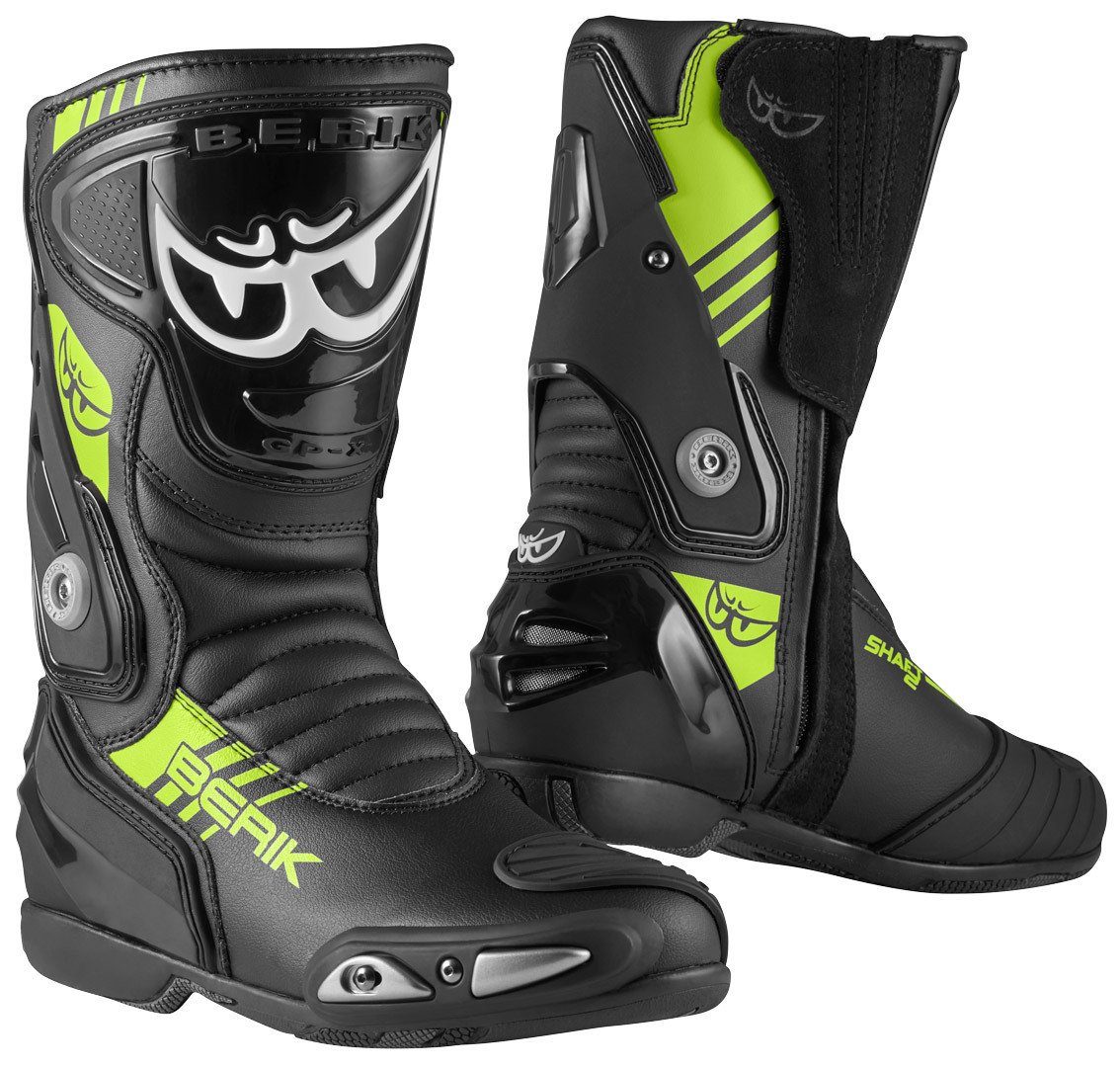 Berik Shaft 3.0 Motorradstiefel Motorradstiefel Black/Yellow Fluo