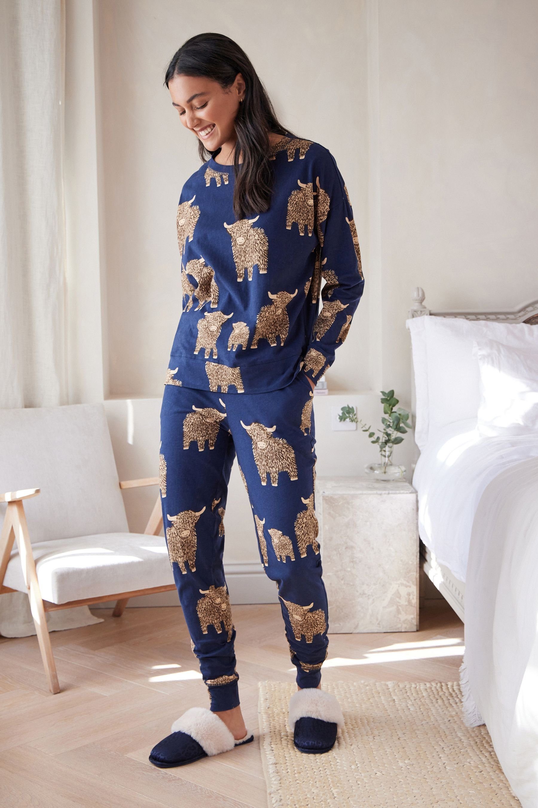 Next tlg) (2 Langärmeliger Pyjama Navy Hamish Baumwolle Pyjama Blue aus