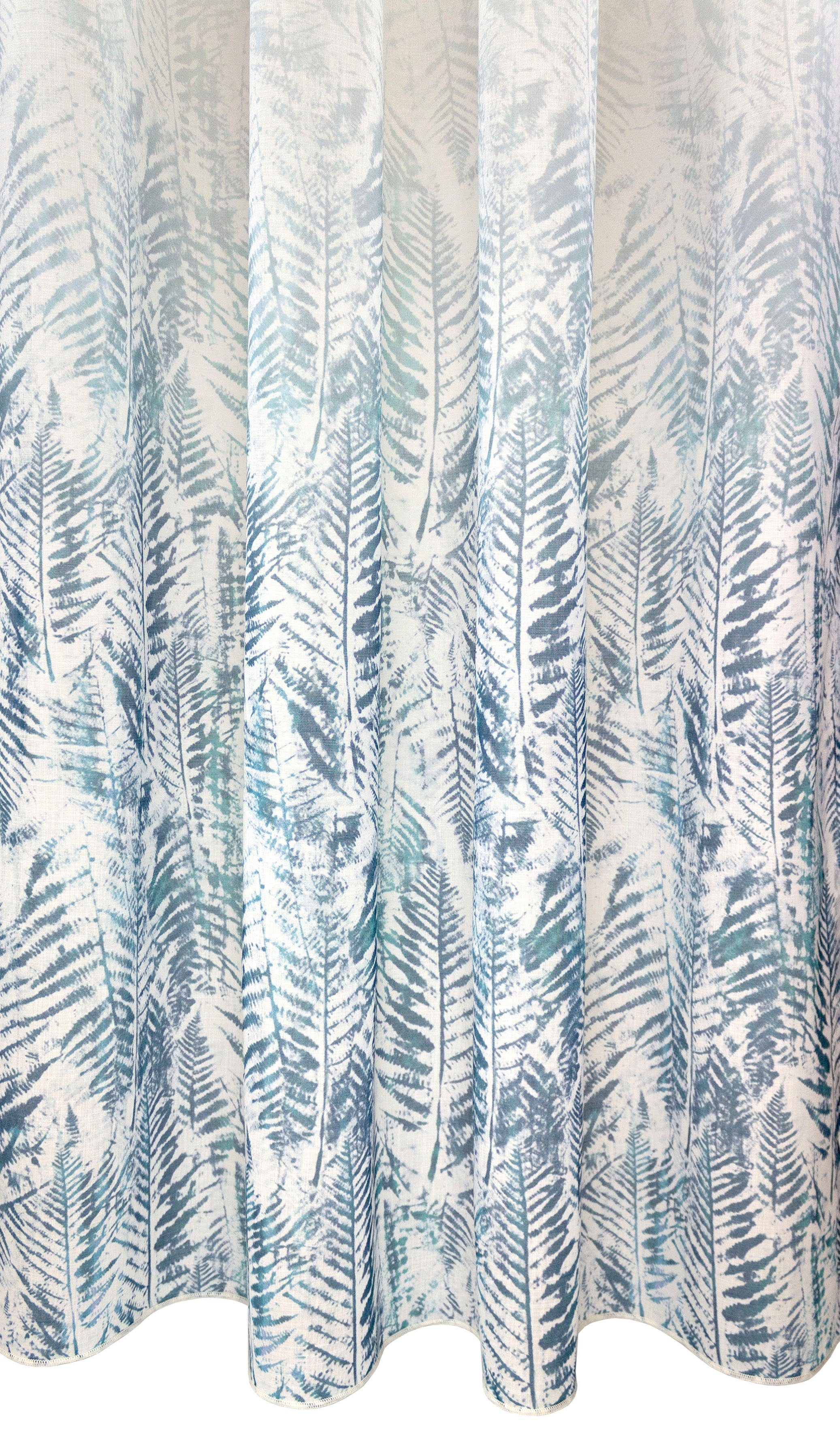 Ösen Vorhang (1 St), VHG, blau Fern halbtransparent Leaf,