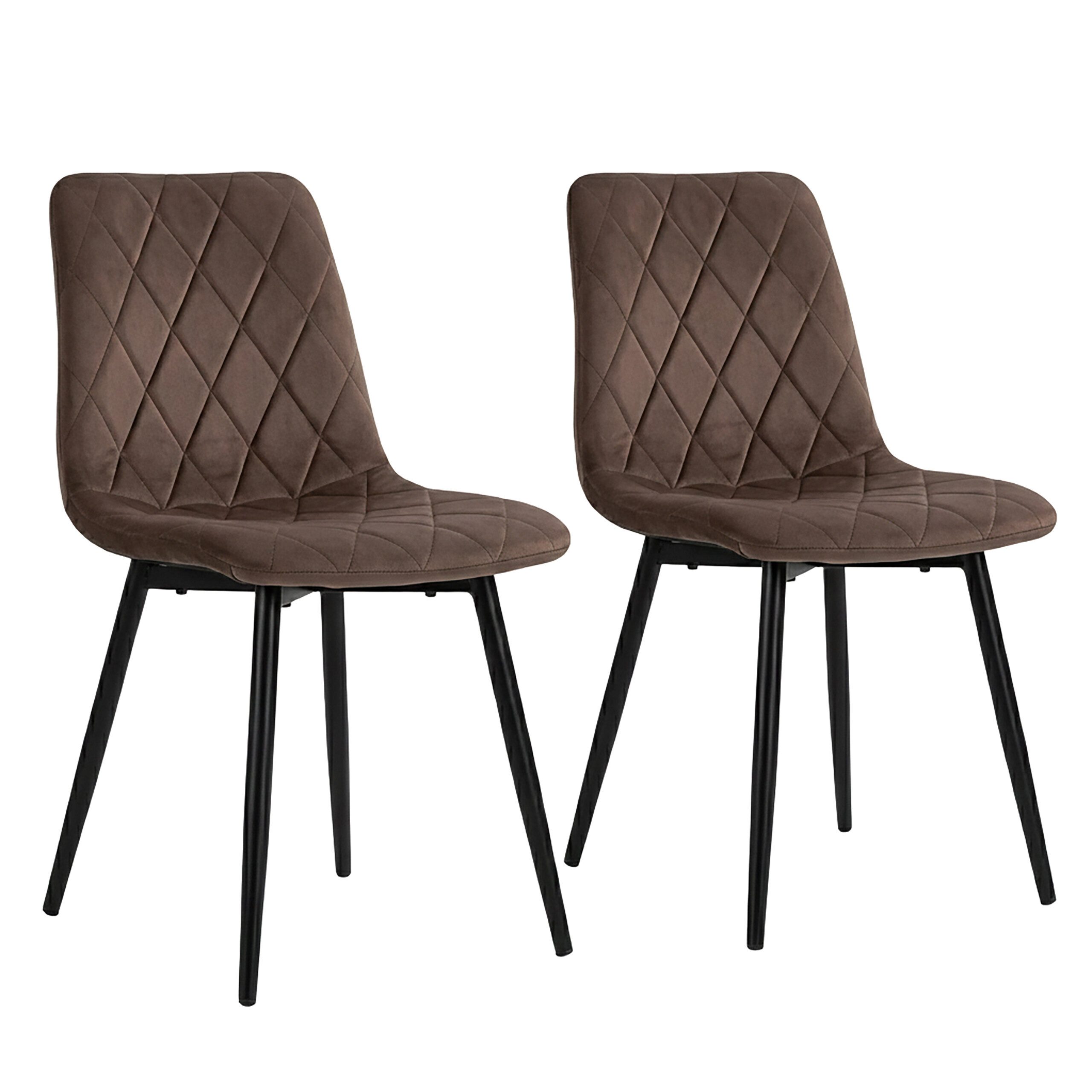 relaxdays Esszimmerstuhl Samt Esszimmerstuhl Set (2 St), braun, 2er-Pack