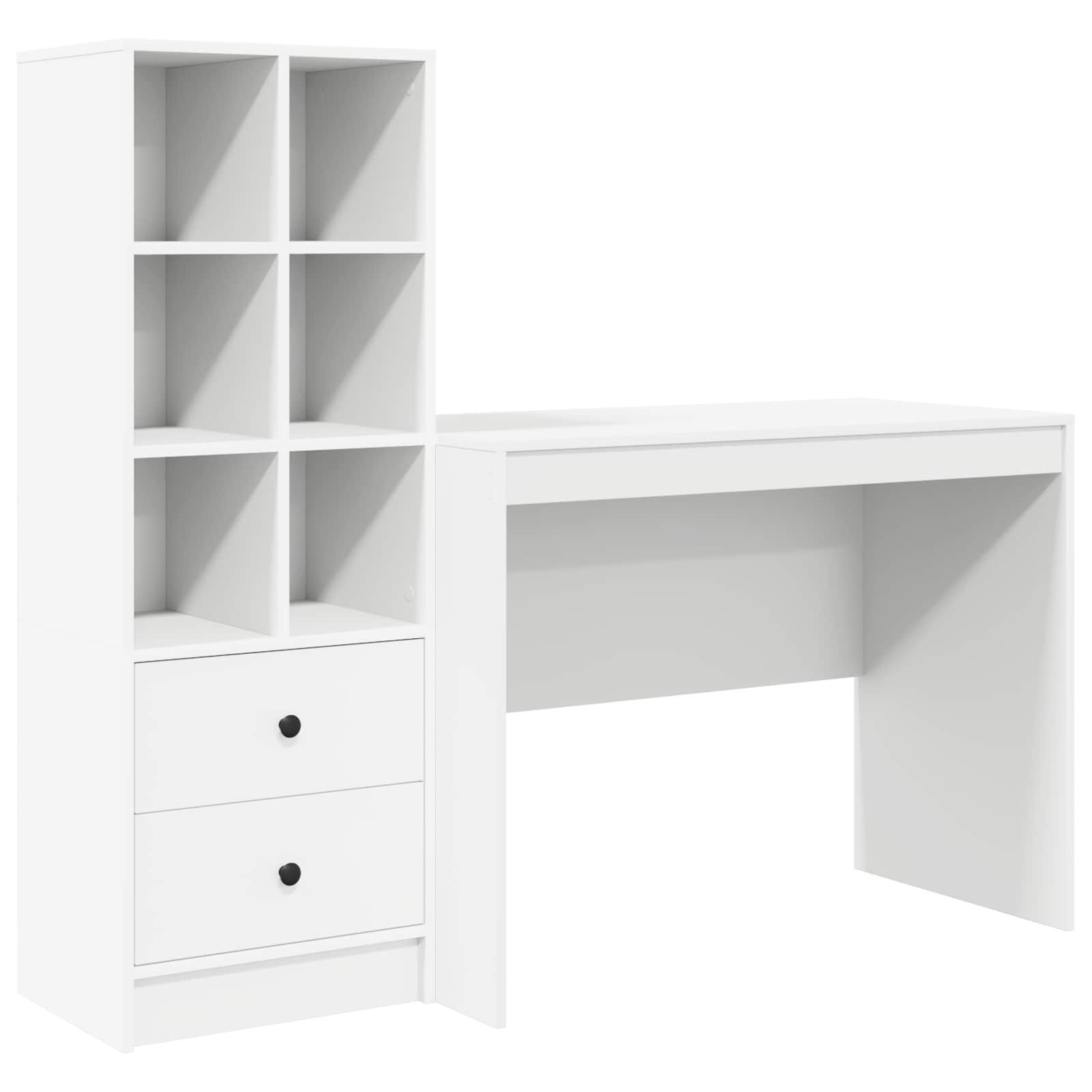 vidaXL Schreibtisch Schreibtisch Weiß 145.5 x 50 x 127 cm 2 stk. (2-St)
