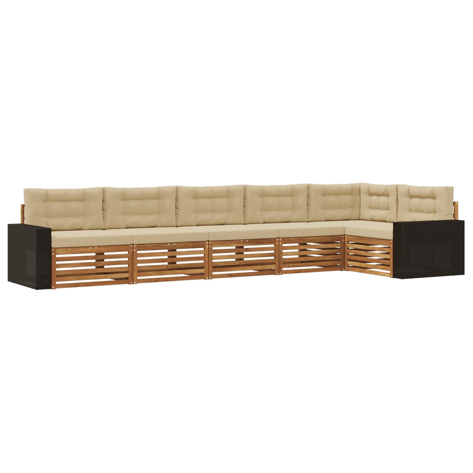 Gartenlounge-Set Outdoor-Sofagarnitur 6 pcs Natur und Beige 402 x 172,5 x 73 cm