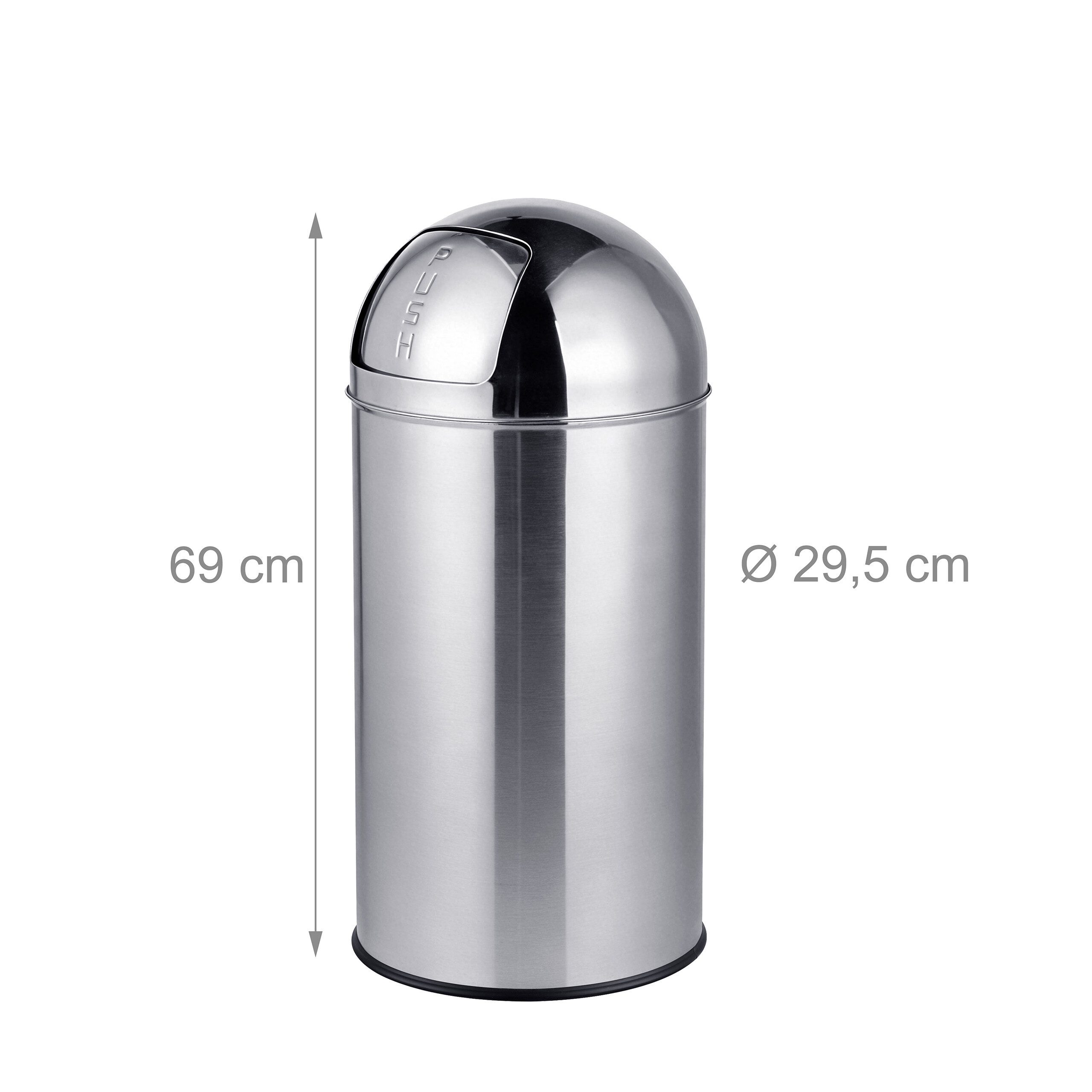 relaxdays Mülleimer Edelstahl Mülleimer Push-Deckel, 35 L – Bild 4 von 5