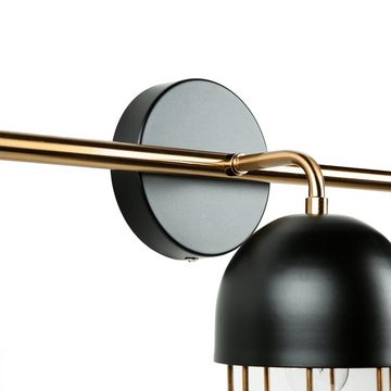 Licht-Erlebnisse Wandleuchte QUIN, ohne Leuchtmittel, Wandlampe Metall 3-flammig Loft Design E14 in Schwarz Gold