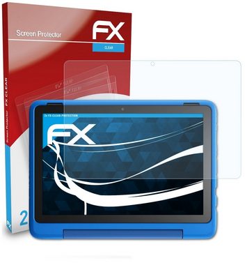 atFoliX Schutzfolie Displayschutz für Amazon Fire HD 10 Kids Pro 2021, (2 Folien), Ultraklar und hartbeschichtet