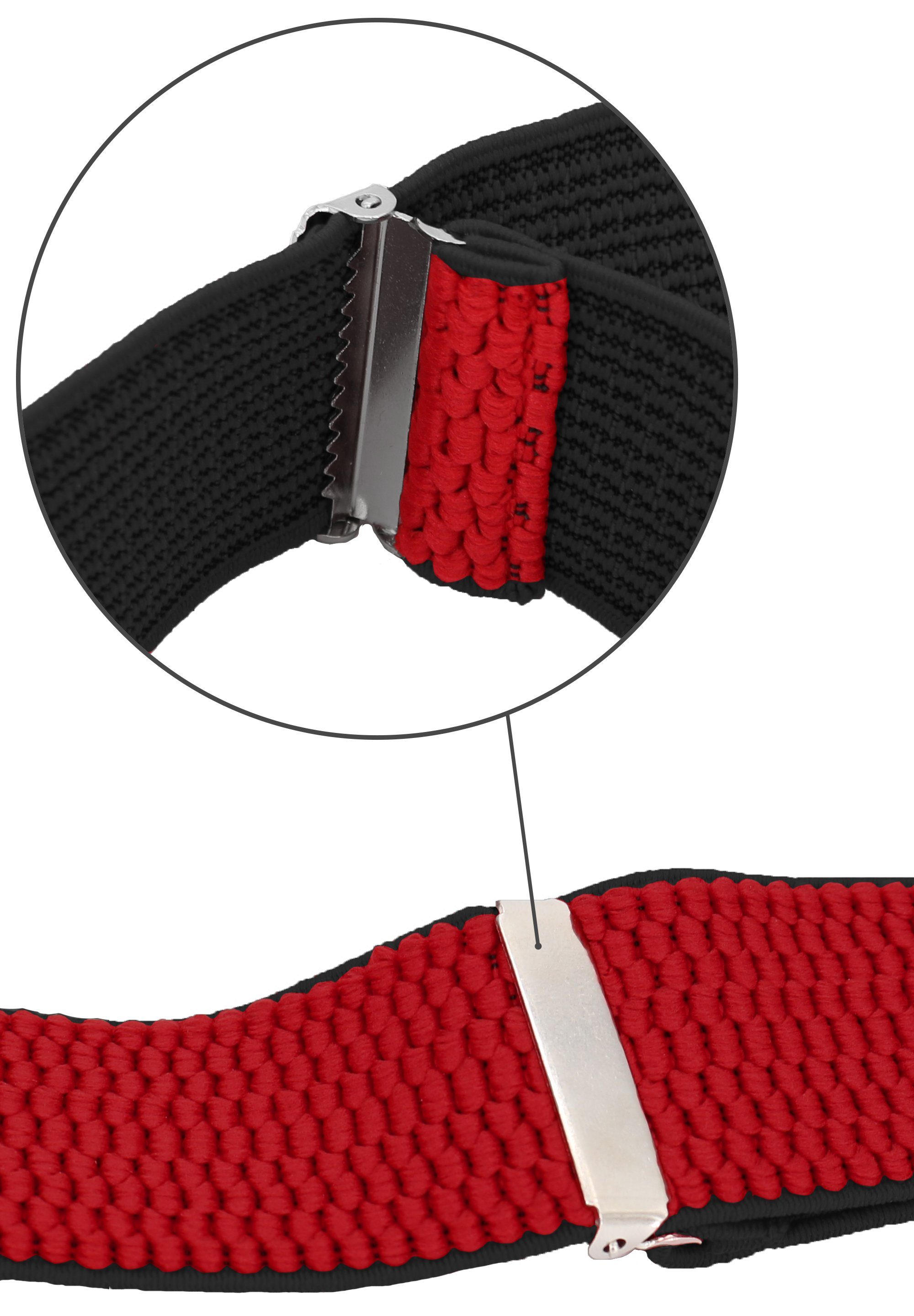 Farini starken Clipverschluss, Hosenträger X-Design Breites mit 4cm Fabio extra Rot verstellbar