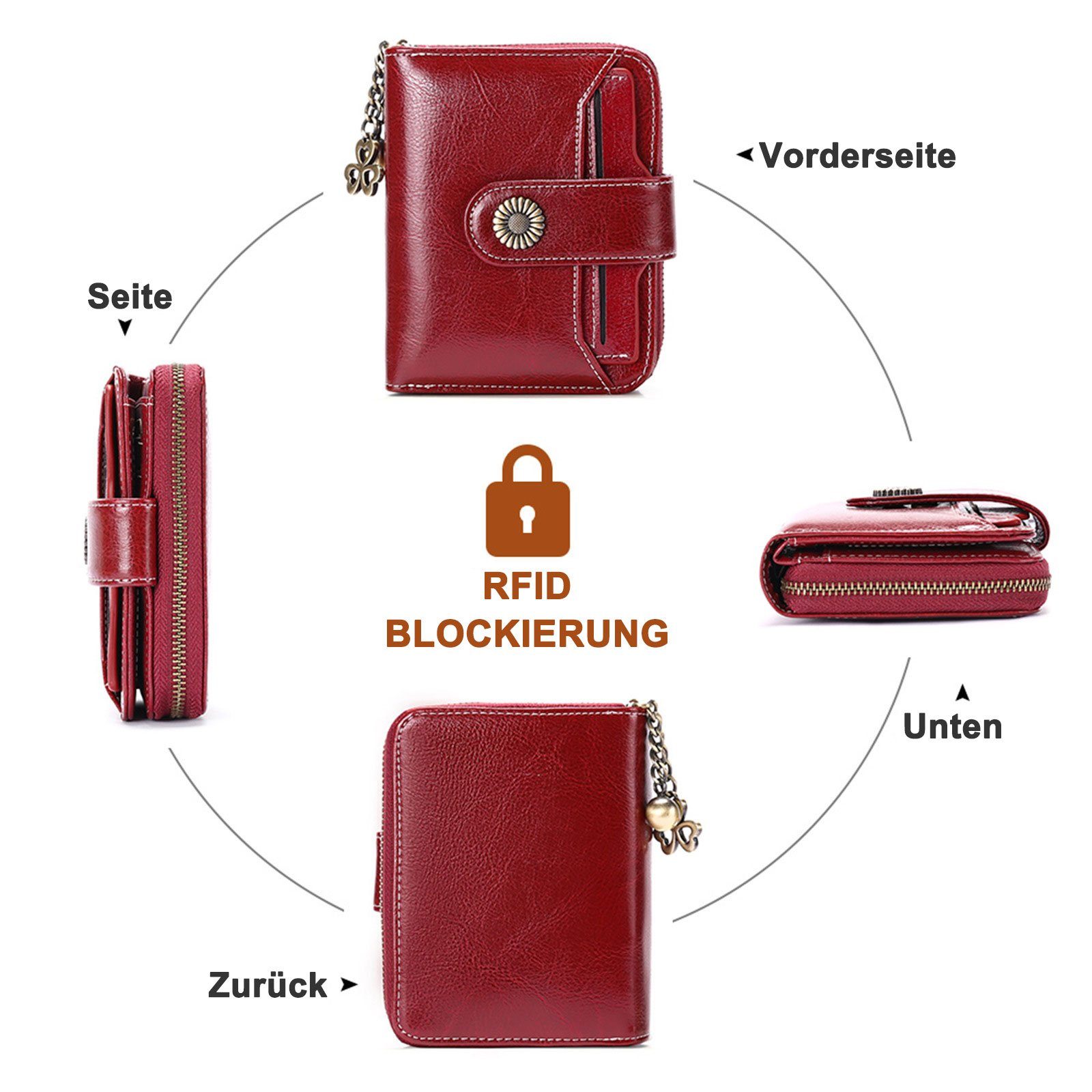 REDOM Geldbörse Kartenetui, Geldbeutel Geld Kartenfächer, Münzfach), Kreditkartenetui, 2 Damen Portmonee Brieftasche Slim Wallet, mit 8 Münzfach mit Leder cm 10 x Beutel Ledergeldbörse x mit 13 Portemonnaie Handtasche Weich (Frauen Dunkeblau Kurz NFC RFID-Schutz