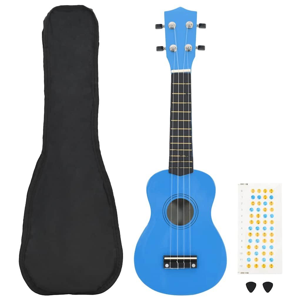 vidaXL Ukulele Sopran-Ukulele-Set mit Tasche für Kinder Babyblau 21"