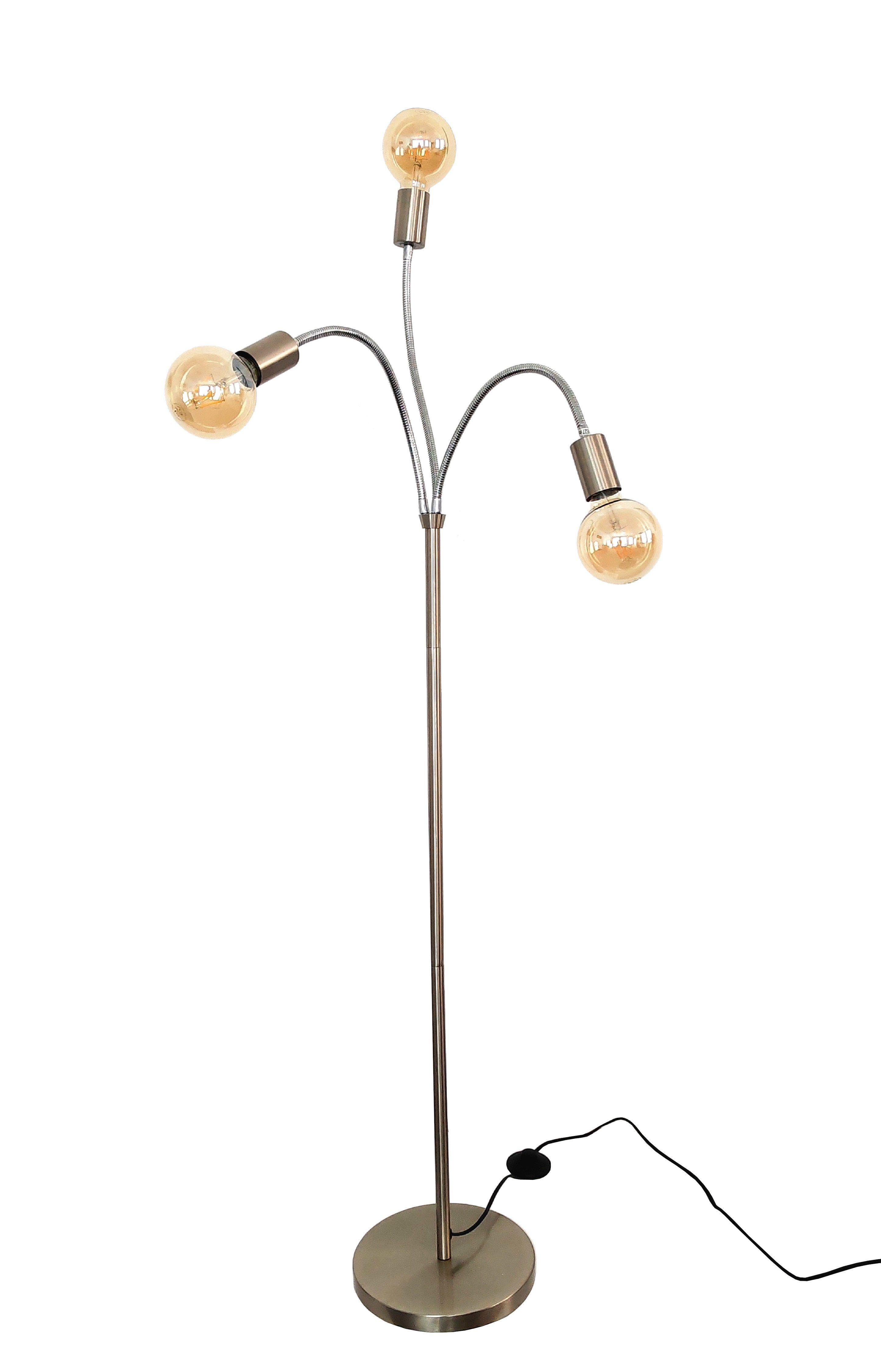 TRANGO Stehlampe, 3-flammig Stehleuchte 1531 *EARTH* in Edelstahl-Optik mit günstig online kaufen