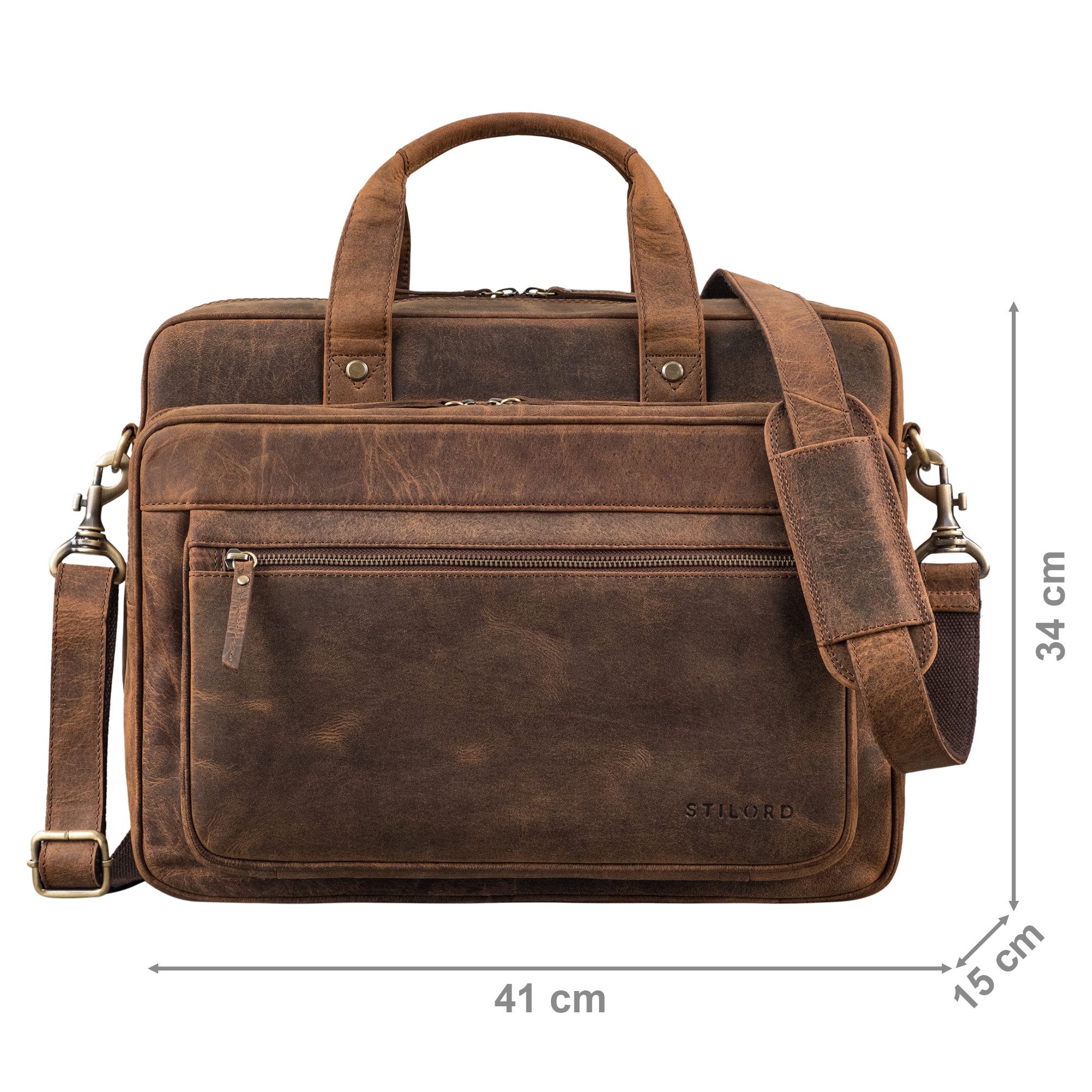 STILORD Aktentasche "Walt" Vintage Aktentasche Leder Herren Damen