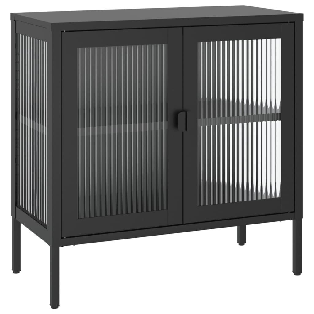 vidaXL Sideboard Sideboard Schwarz 70x35x70 cm Glas und Stahl