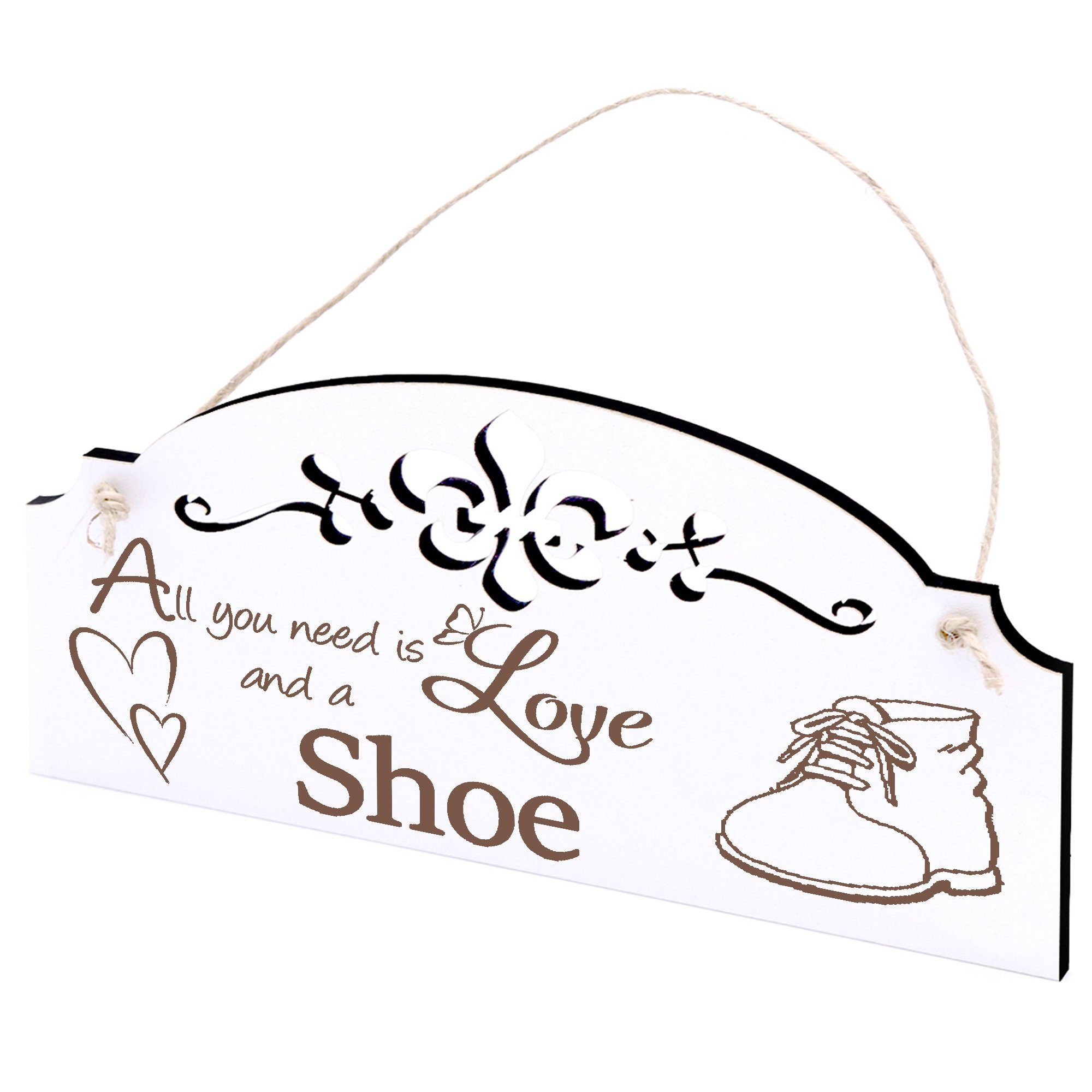 Dekolando Hängedekoration Schuh Deko 20x10cm All you need is Love