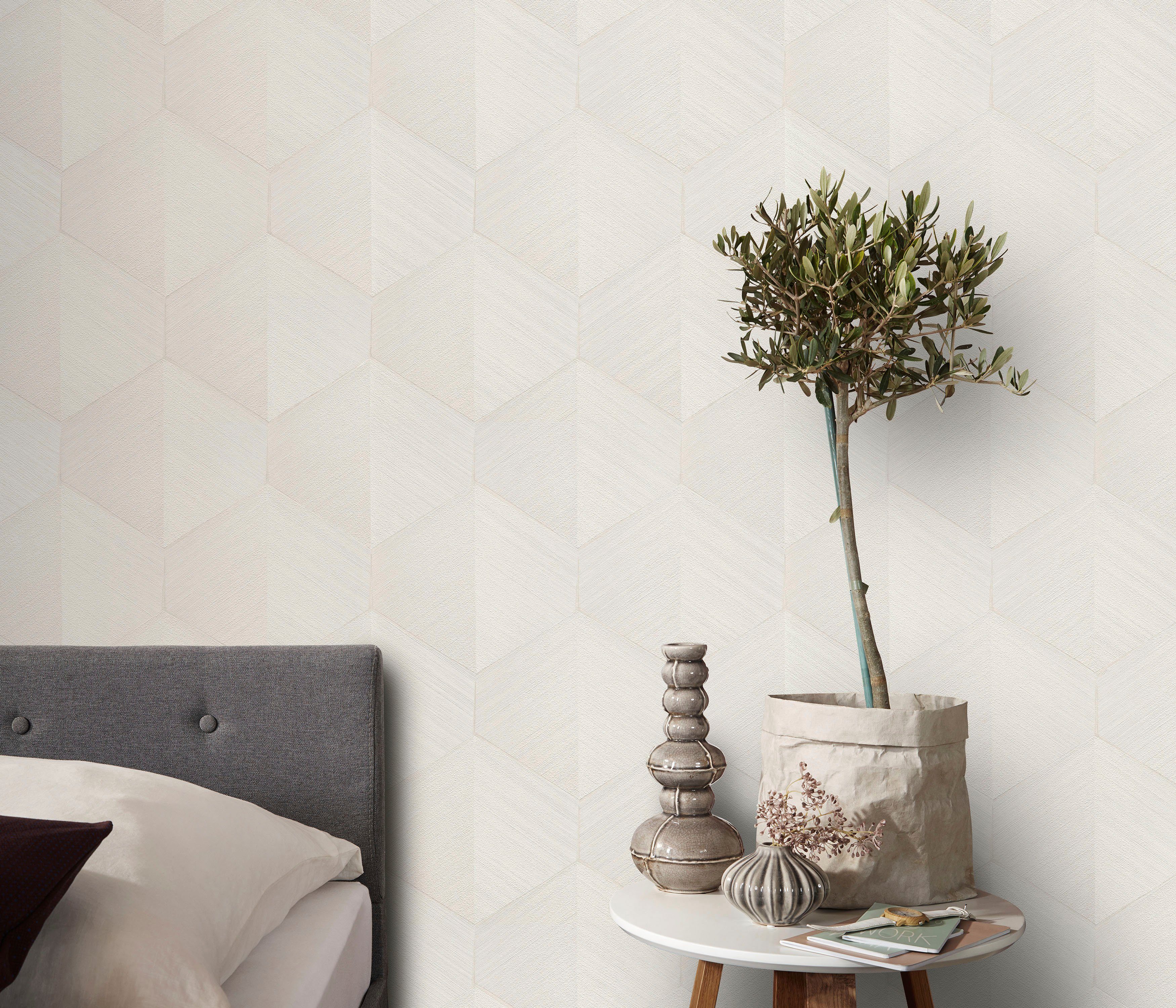 Bricoflor Lila Tapete Geometrisch in 3D Optik Ideal für Wohnzimmer und Essz günstig online kaufen