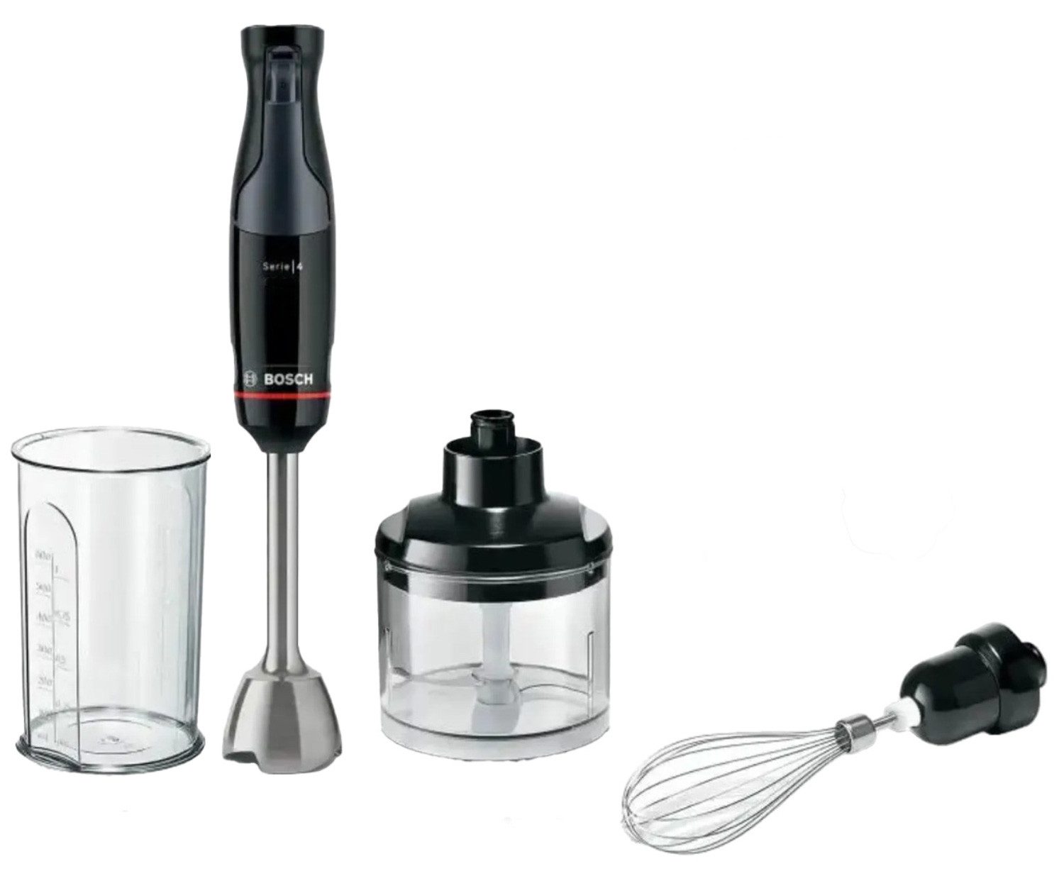BOSCH Stabmixer Bosch MSM4W221 Serie4 ErgoMaster Stabmixer-Set 600W Piano black