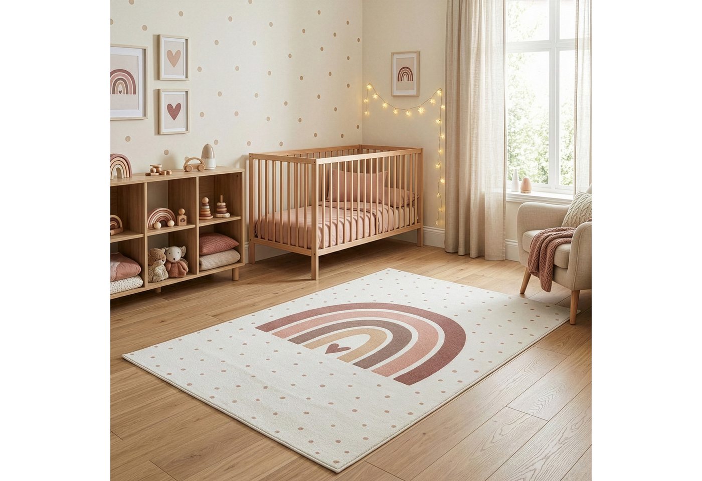Carpettex Kinderteppich Regenbogen Liebe, Rechteckig, Höhe: 8 mm
