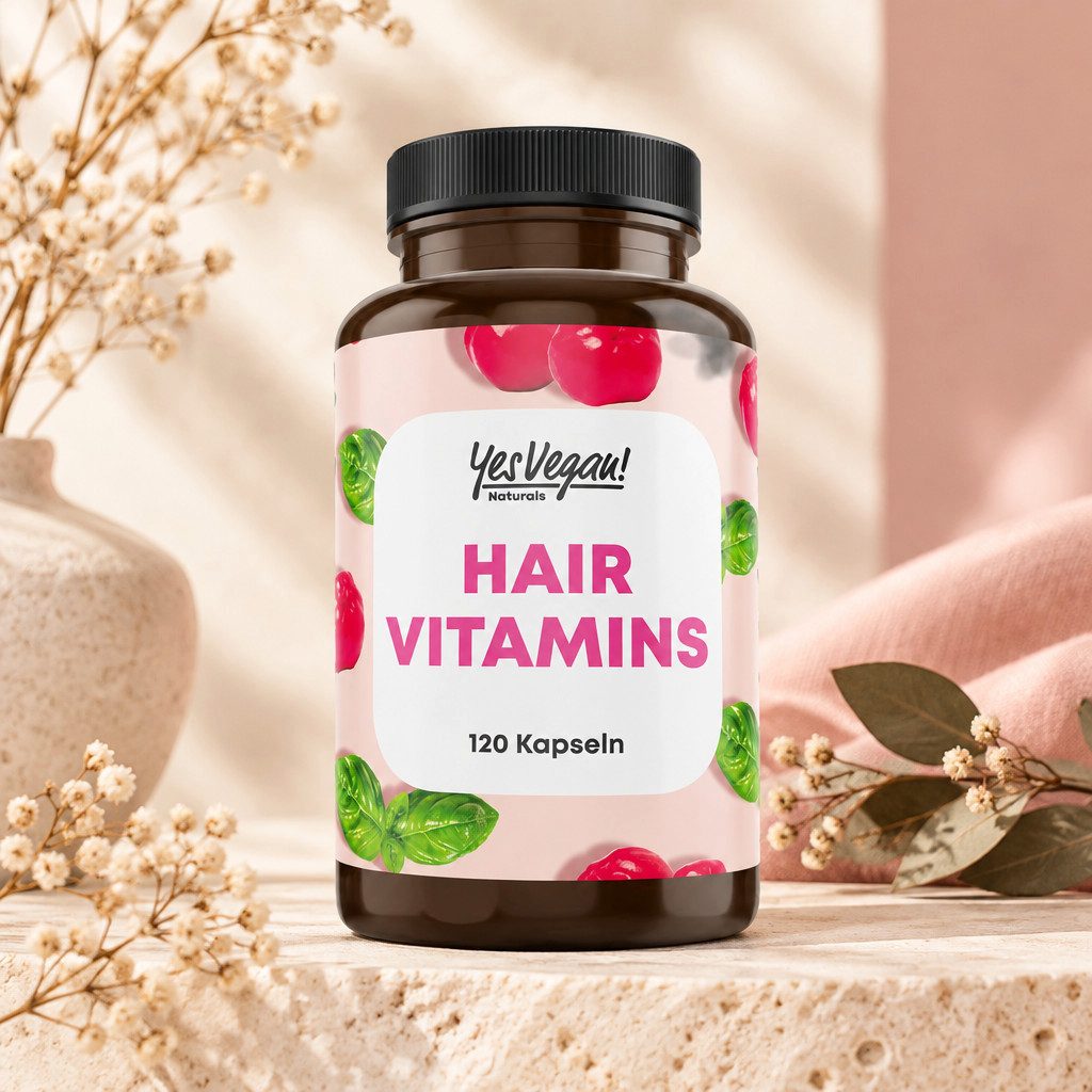 Yes Vegan Hair Vitamins für Haut Haare Nägel mit Biotin, Zink, Selen, Kupfer Kapseln, 120 St., 80 g, vegan, laktosefrei, glutenfrei
