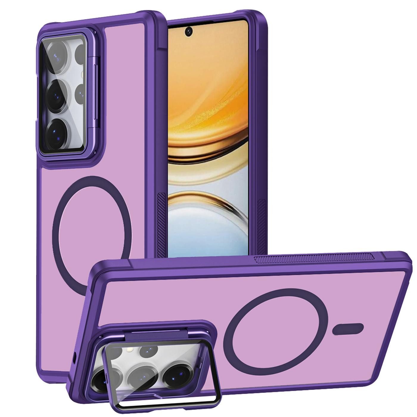 CoolGadget Handyhülle Hybrid CAM Handy Hülle für Samsung Galaxy S26 Ultra 6,9 Zoll, Kameraschutzglas klappbar Schutzhülle Metallring für Magsafe Zubehör