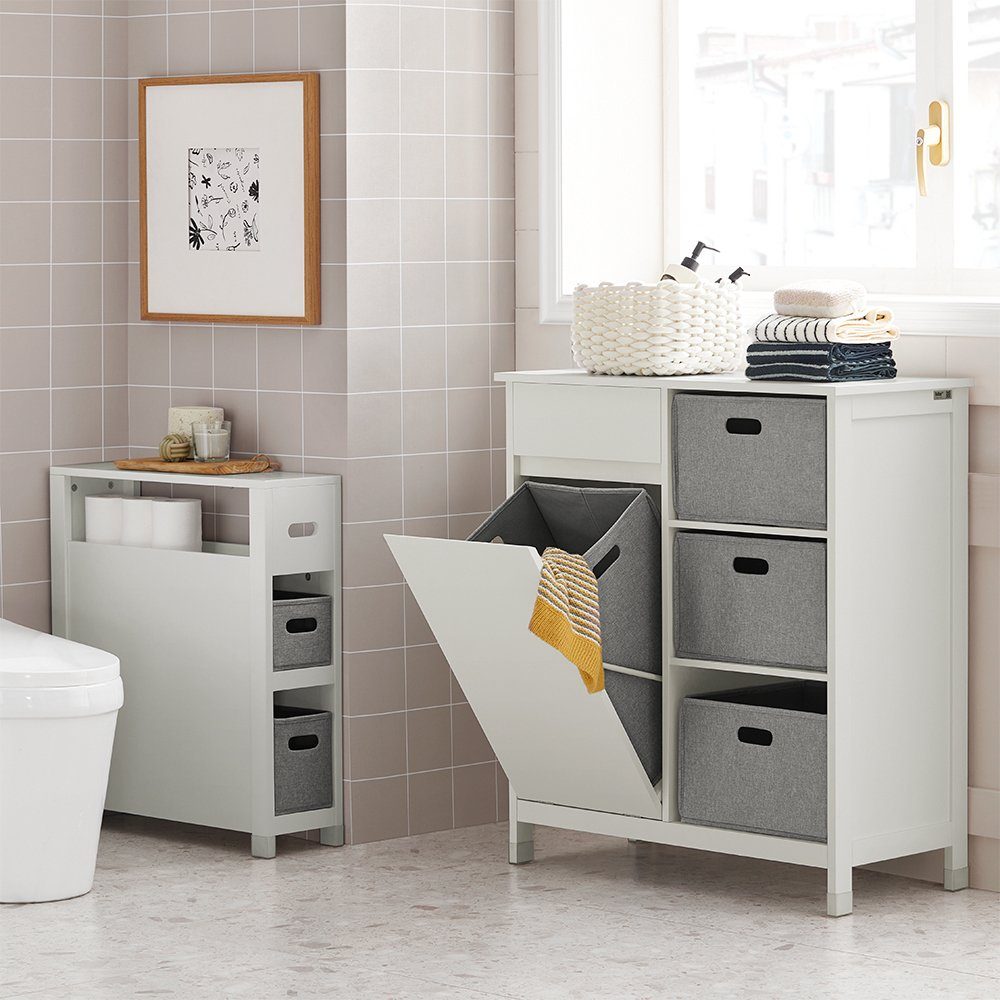 SoBuy Küchenregal BZR83, Nischenregal mit 2 abnehmbaren grauen Körben Badschrank