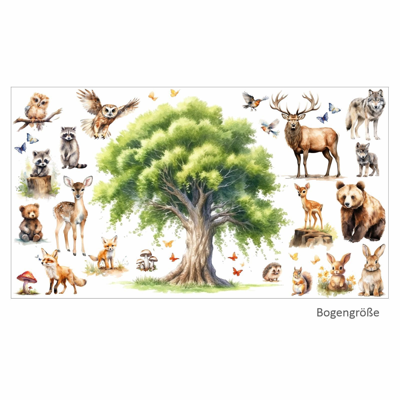 nikima Wandtattoo 247 Wandtattoo Waldtiere Aquarell - Größe 750 x 420 mm (P günstig online kaufen