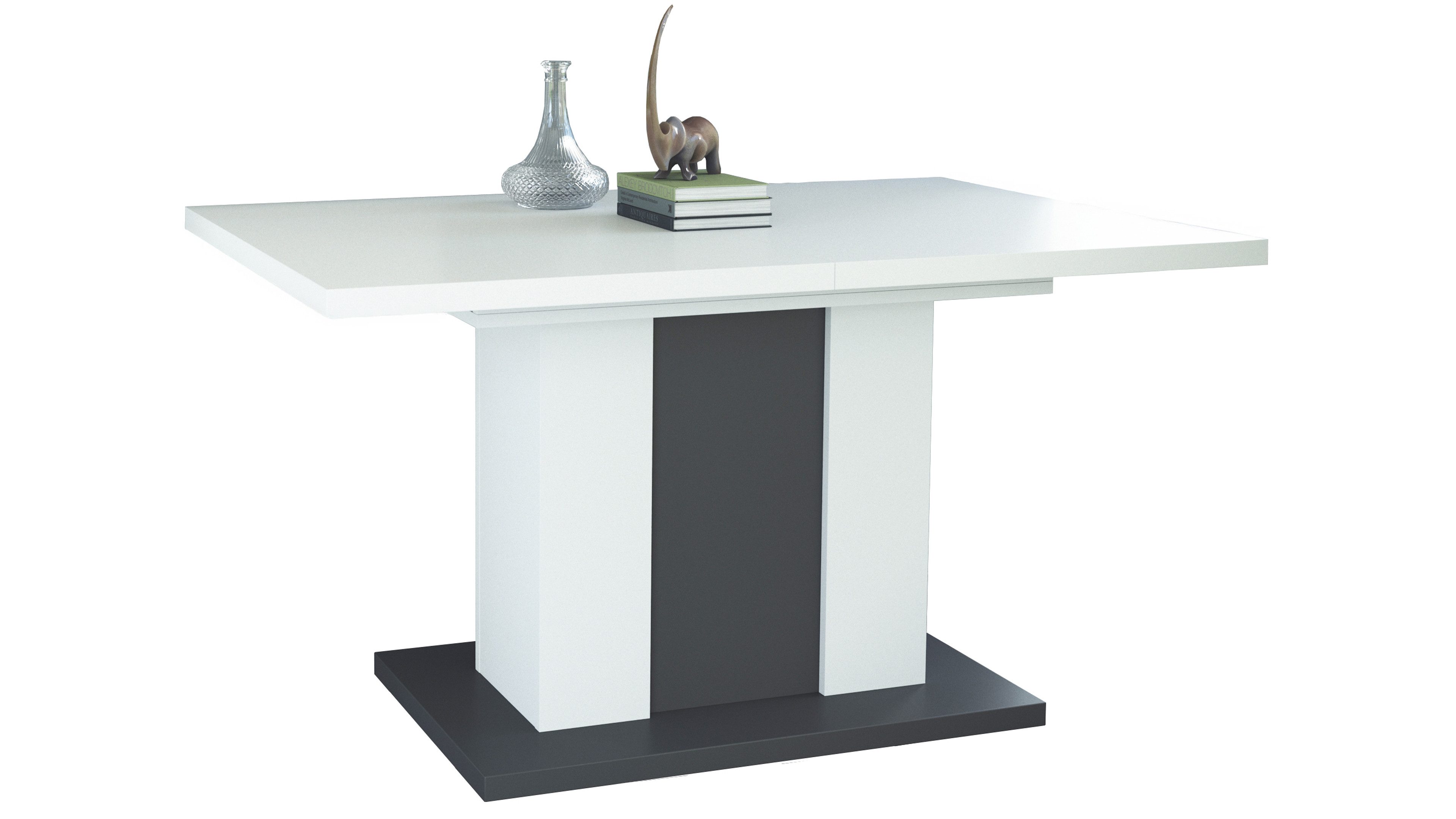 Vladon Esstisch Eckig (Esstisch, ausziehbar 140 - 180 / 160 - 200 x 75 x 90 cm), in Weiß / Beton, Weiß / Anthrazit, Anthrazit / Weiß verfügbar