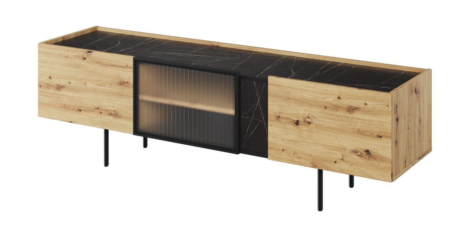 Marmo Eiche Feldmann-Wohnen Artisan / 3-türig 164x42x50cm TV-Schrank (Marmo, Lowboard) Sebastian San